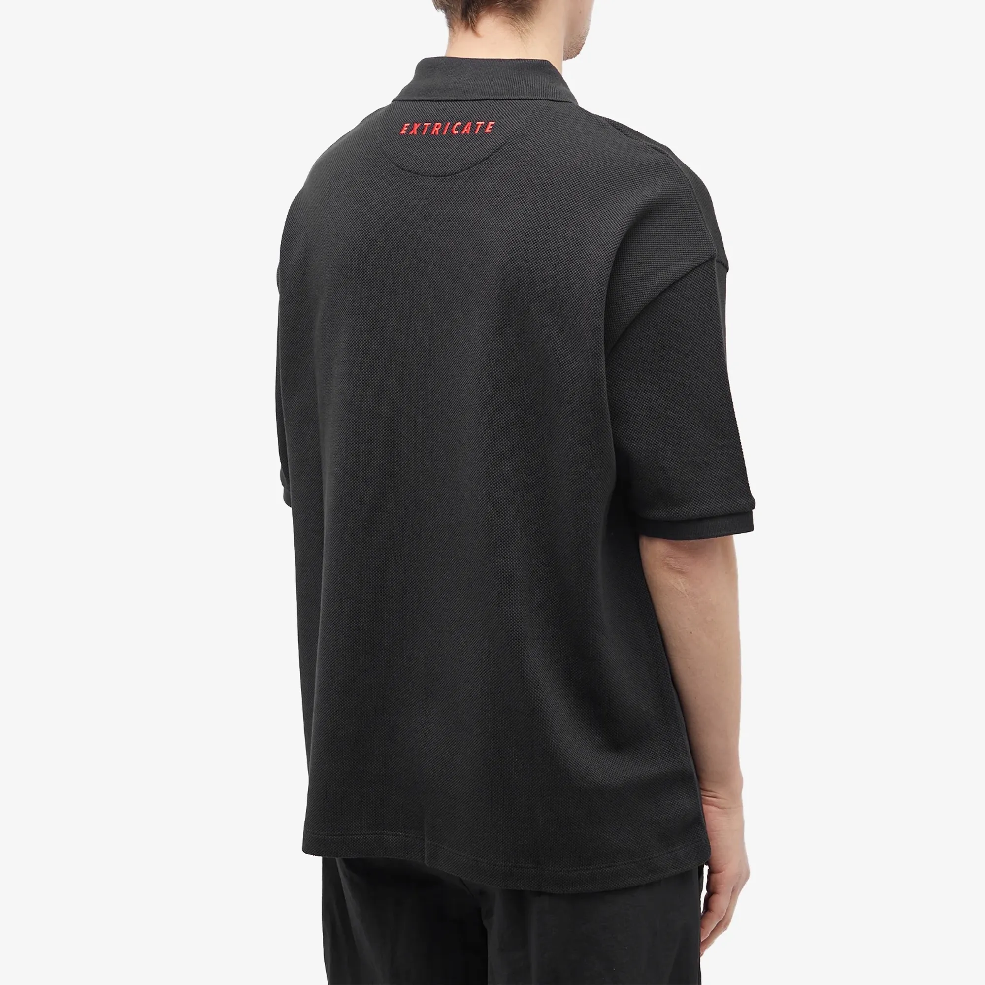 Fred Perry Men's x Raf Simons Embroidered Oversized Polo Black