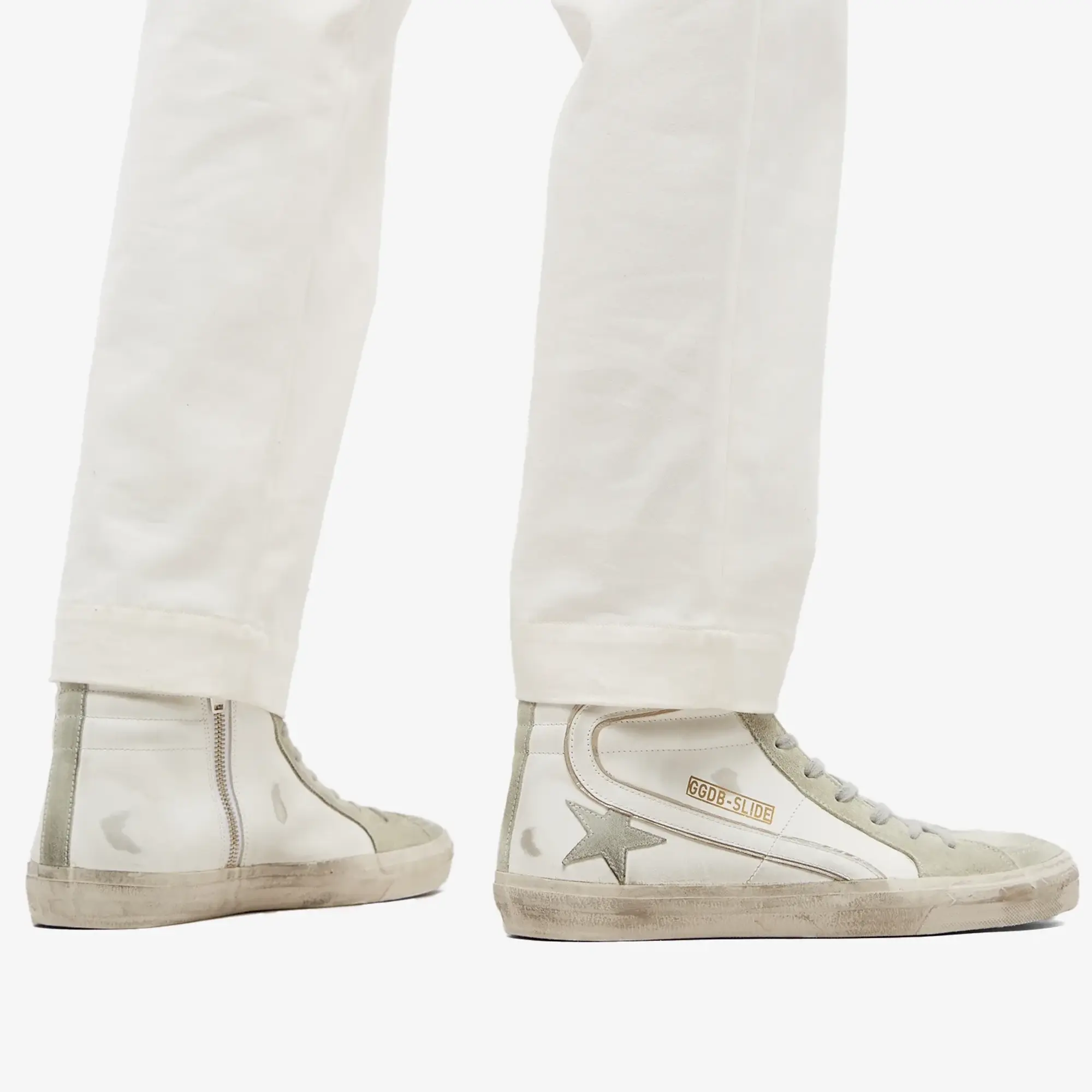 Golden Goose Men's Slide Leather Sneaker White/Ice