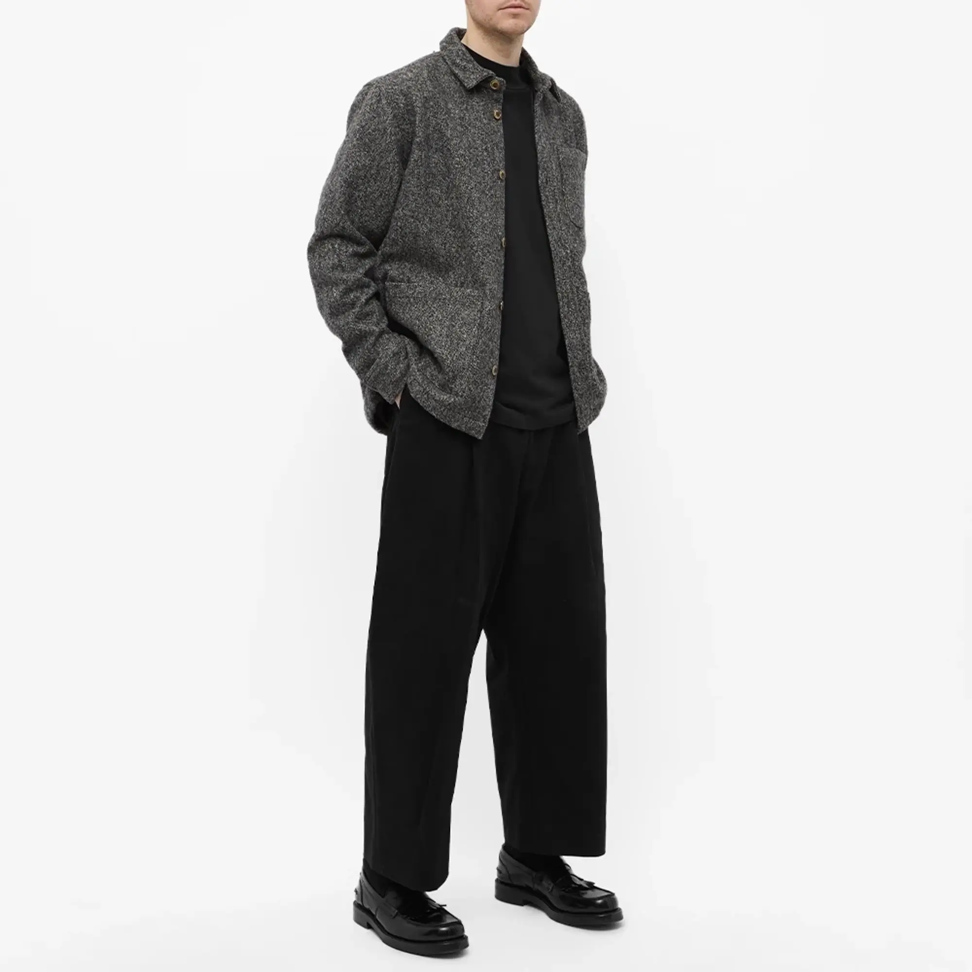 Studio Nicholson Men's Sorte Deep Pleat Volume Twill Pant Black |  SORTESNM-351-BLK | FOOTY.COM