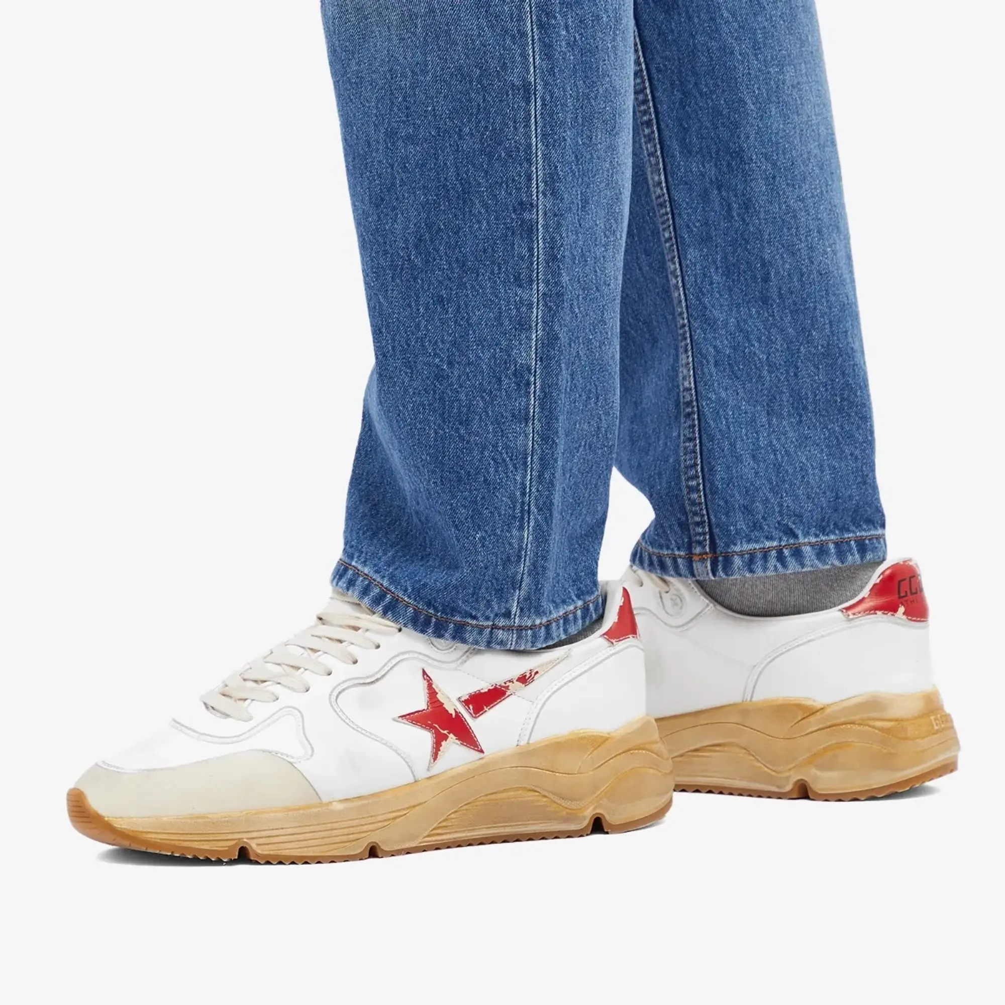 Golden Goose Men's Running Sole Sneaker White/Red/Blue