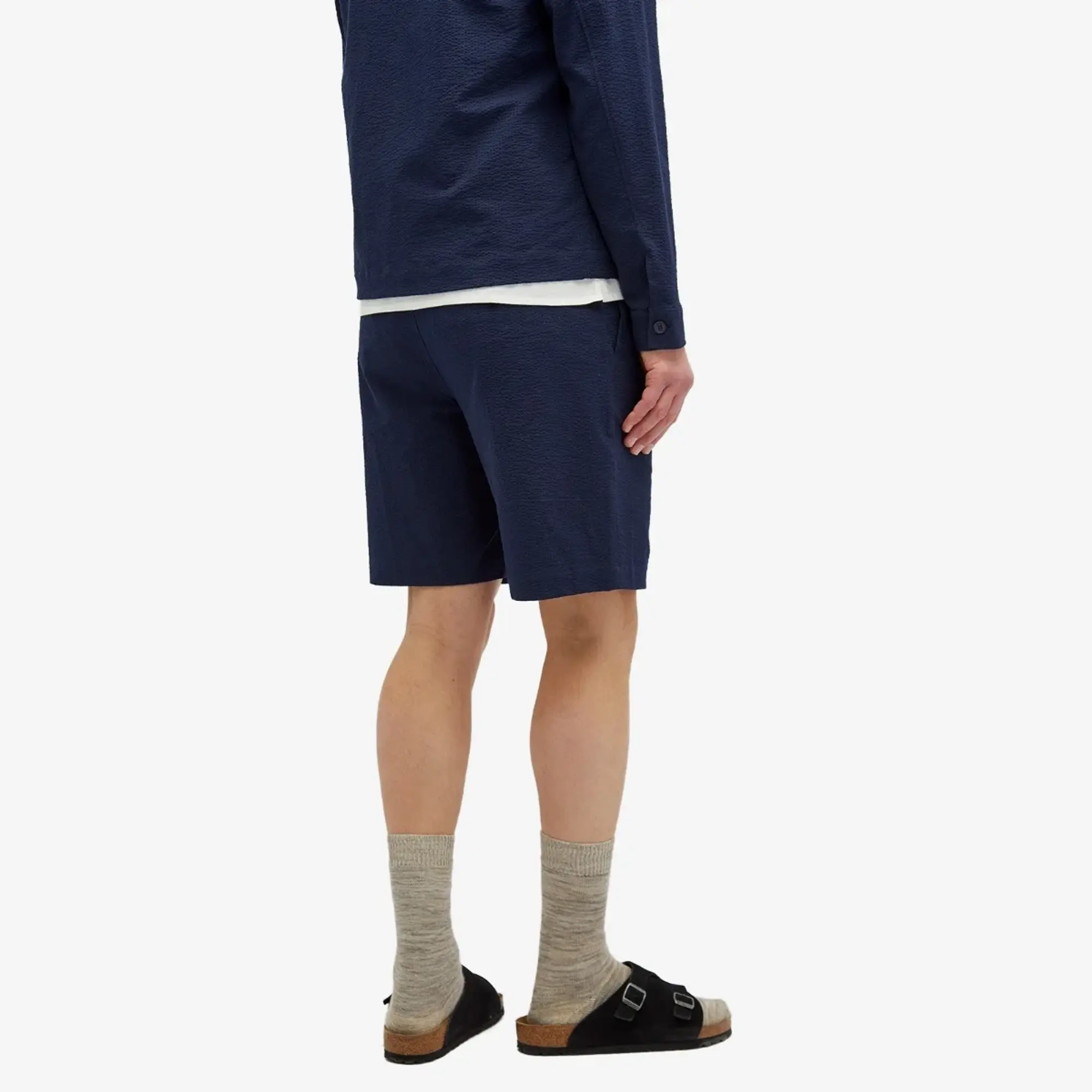 Wax London Men's Linton Pleat Seersucker Shorts Navy