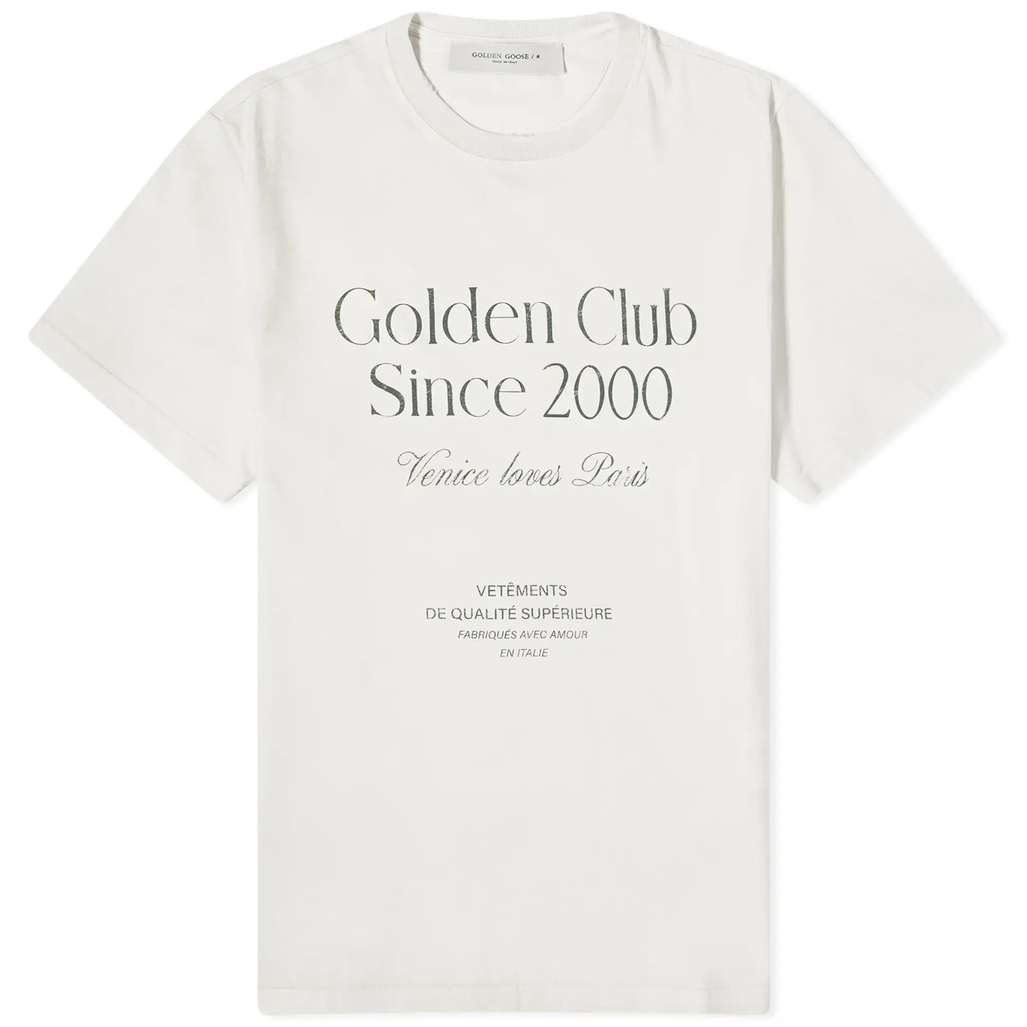 Golden Goose Men's Golden Club T-Shirt Herritage White/Dark Green