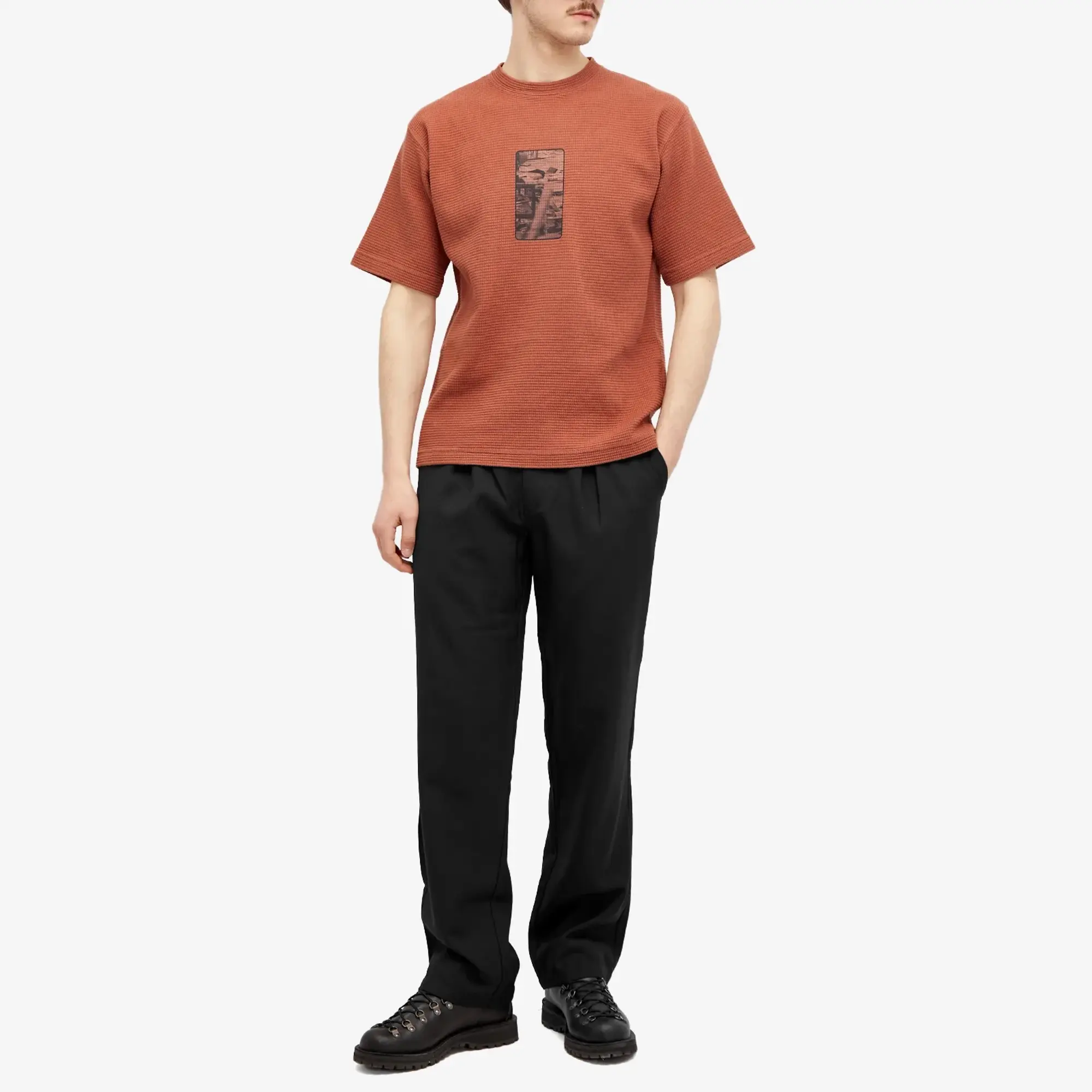 GR10K Men's Heavy Waffle Tee Upupa Red