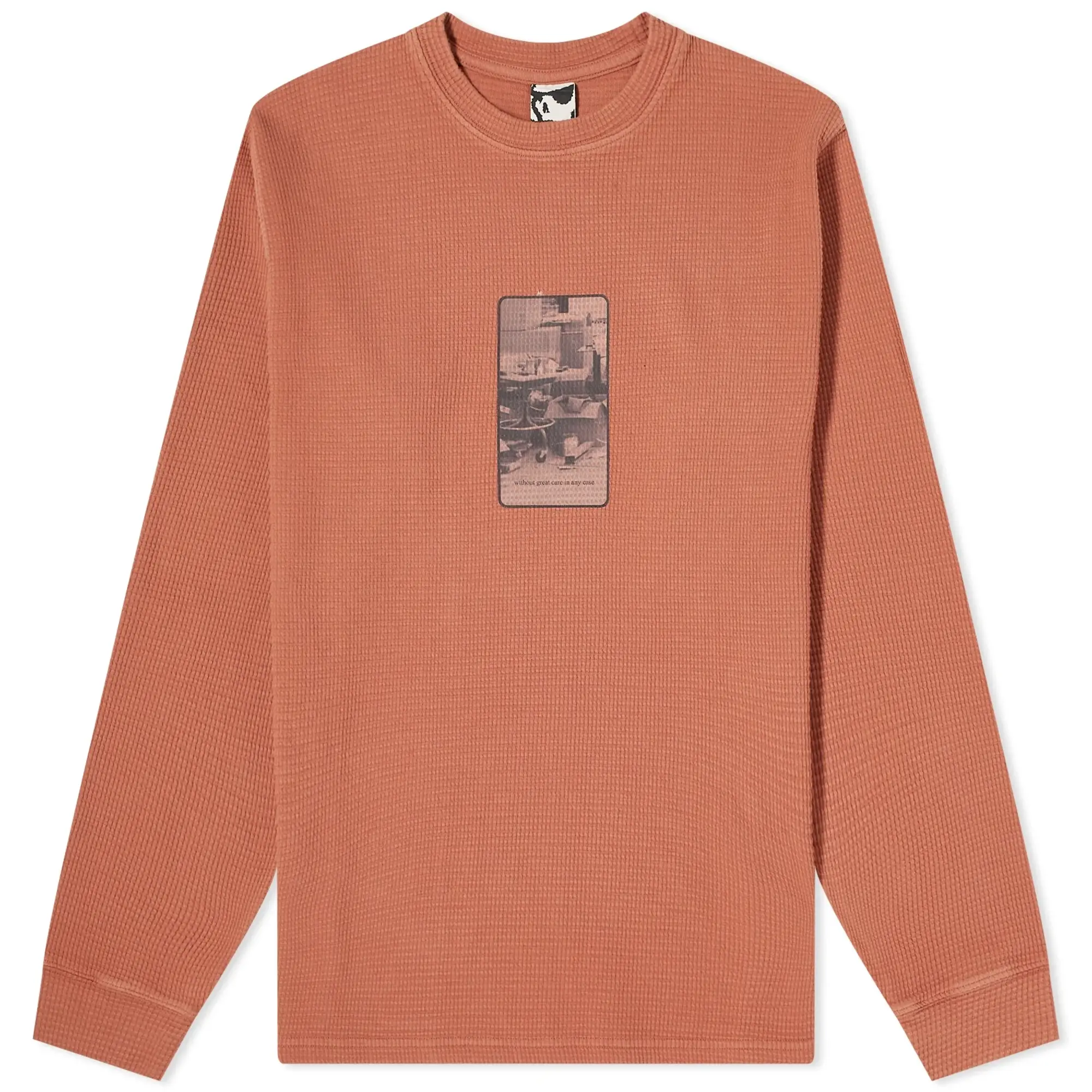 GR10K Men's Heavy Waffle Long Sleeve T-Shirt Upupa Red