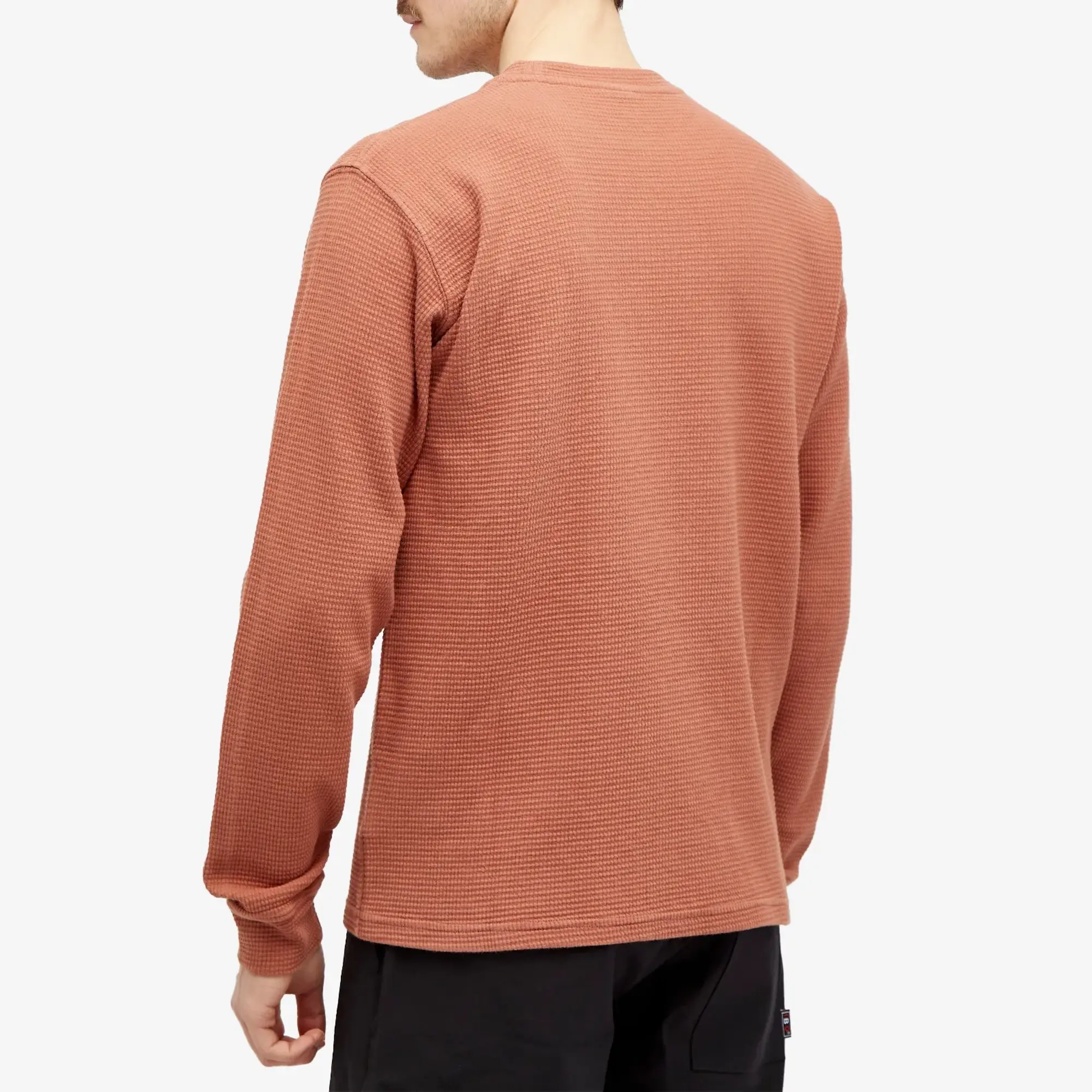 GR10K Men's Heavy Waffle Long Sleeve T-Shirt Upupa Red