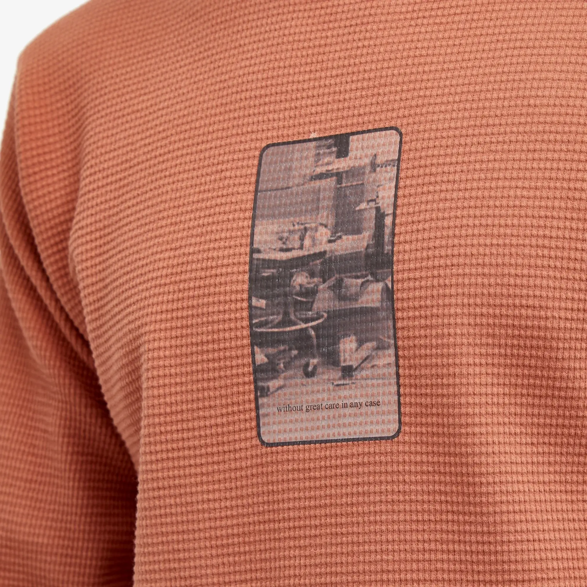 GR10K Men's Heavy Waffle Long Sleeve T-Shirt Upupa Red