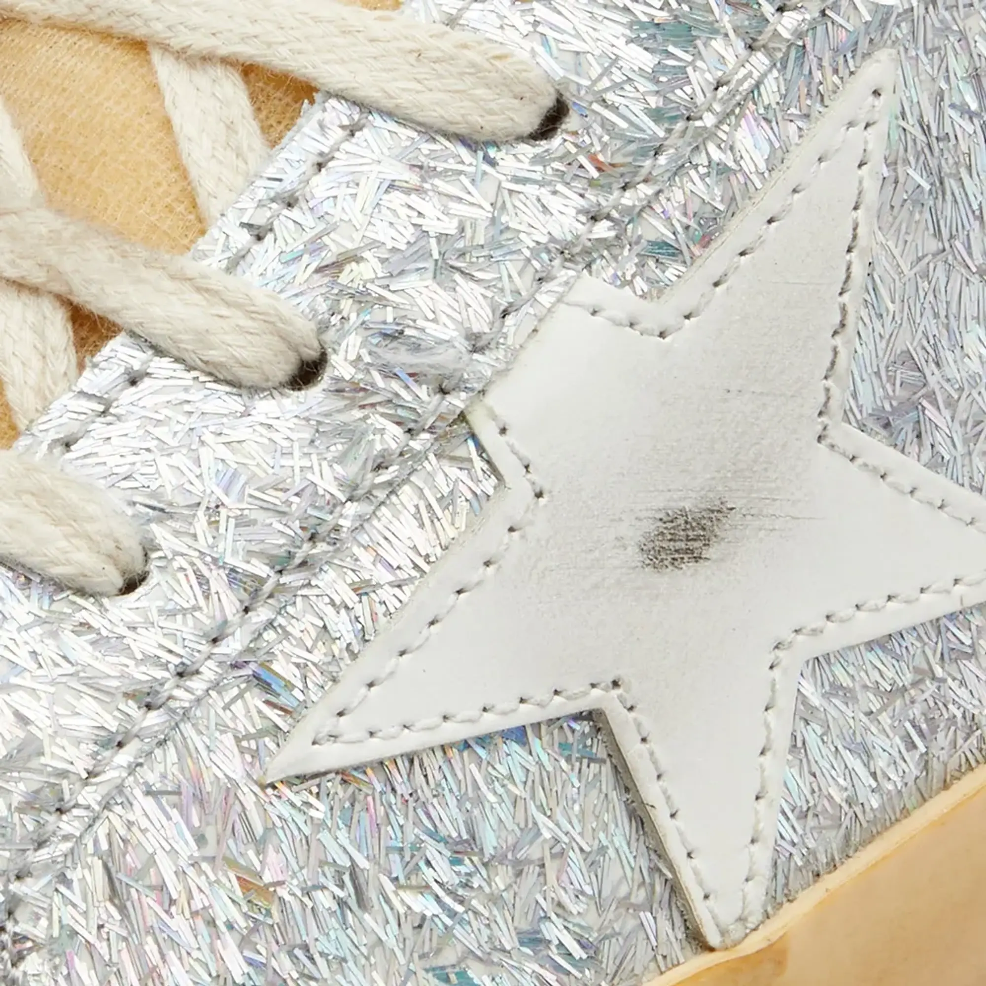 Golden Goose Women's Super-Star Lurex Sneaker Iridescent Silver/Yellow/White