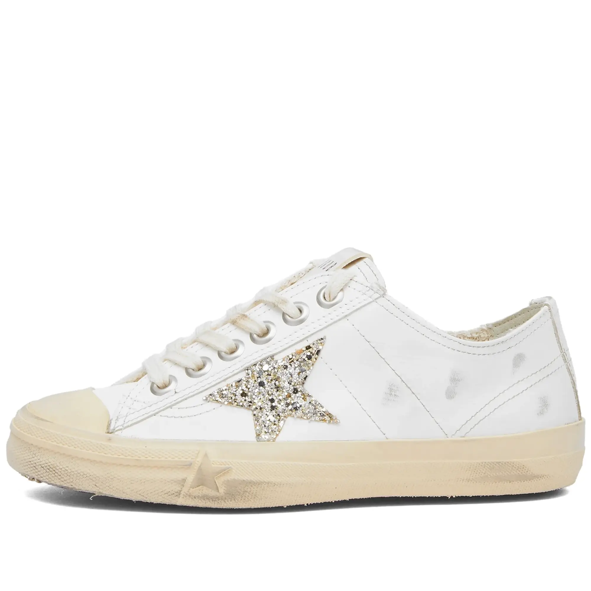 Golden Goose Women's V-Star 2 Leather Sneaker White/Platinum