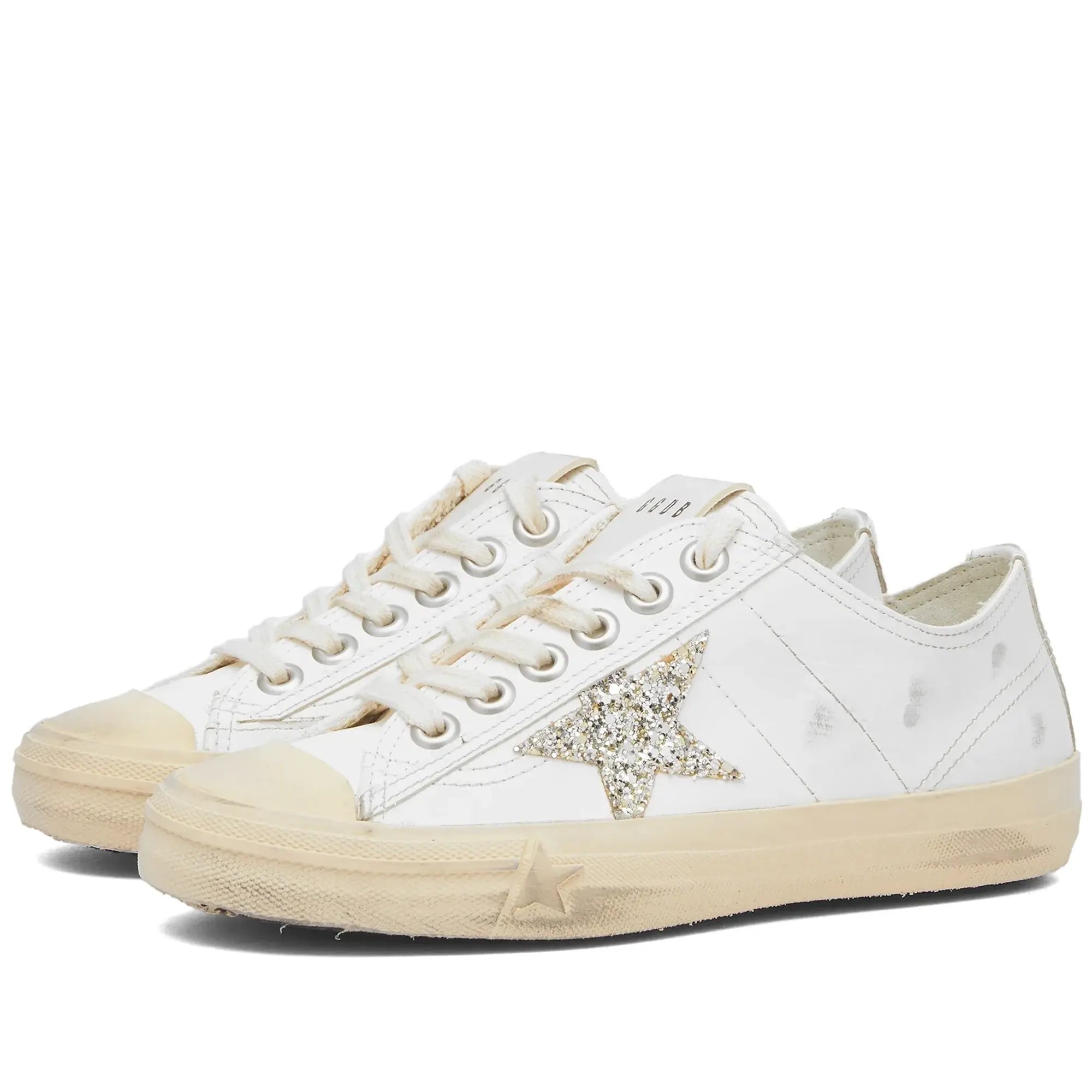 Golden Goose Women's V-Star 2 Leather Sneaker White/Platinum