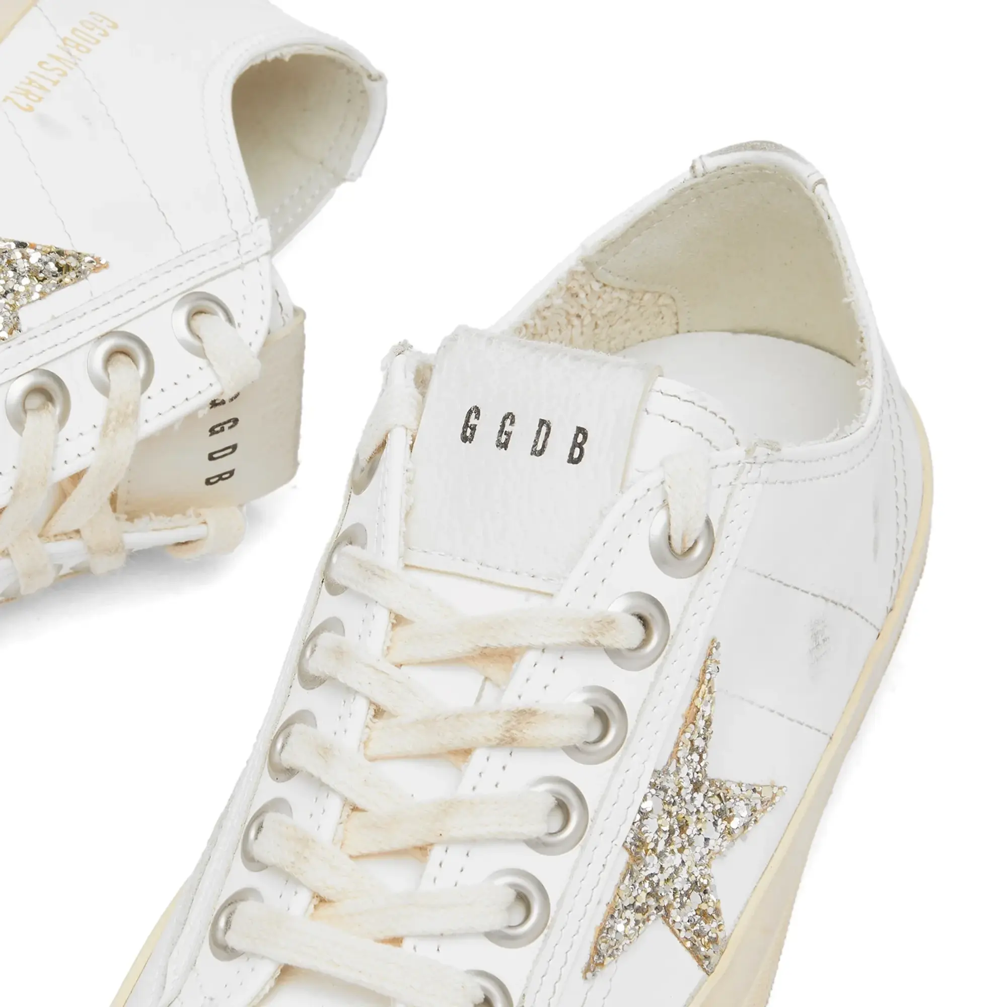 Golden Goose Women's V-Star 2 Leather Sneaker White/Platinum