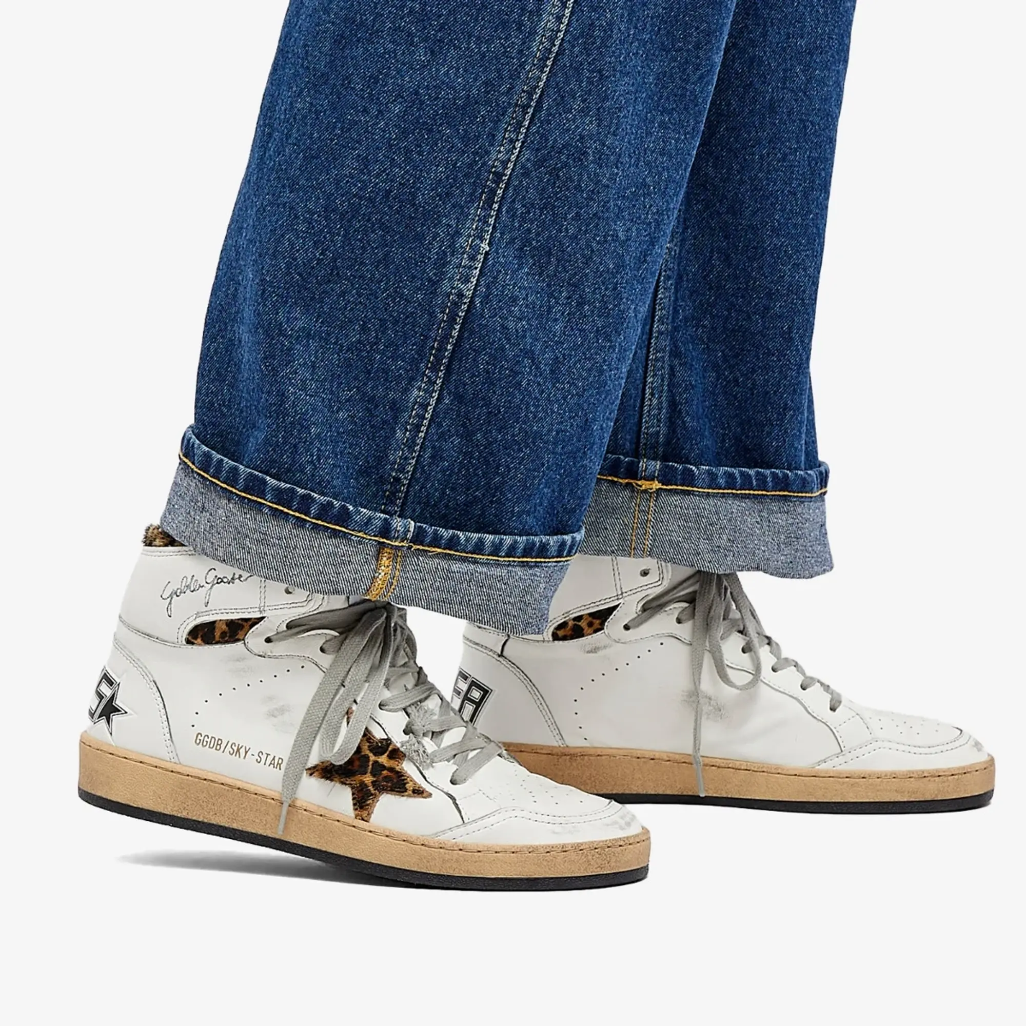 Golden Goose Women's Sky Star Sneaker White/Beige/Brown