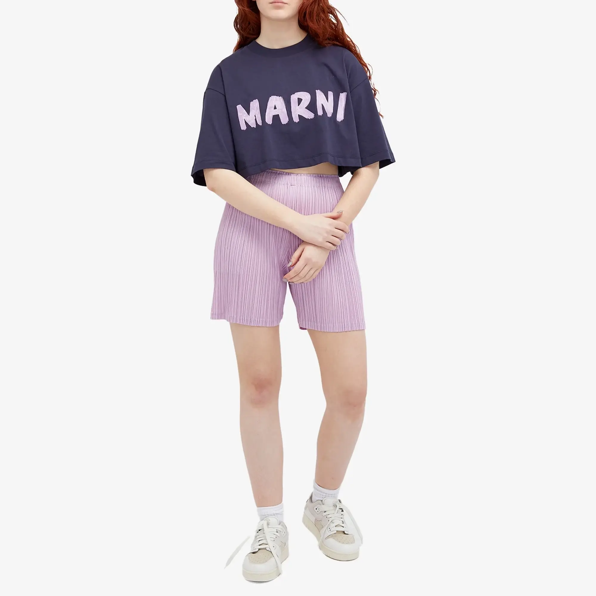 Marni Women's Cropped Logo T-Shirt Blueblack