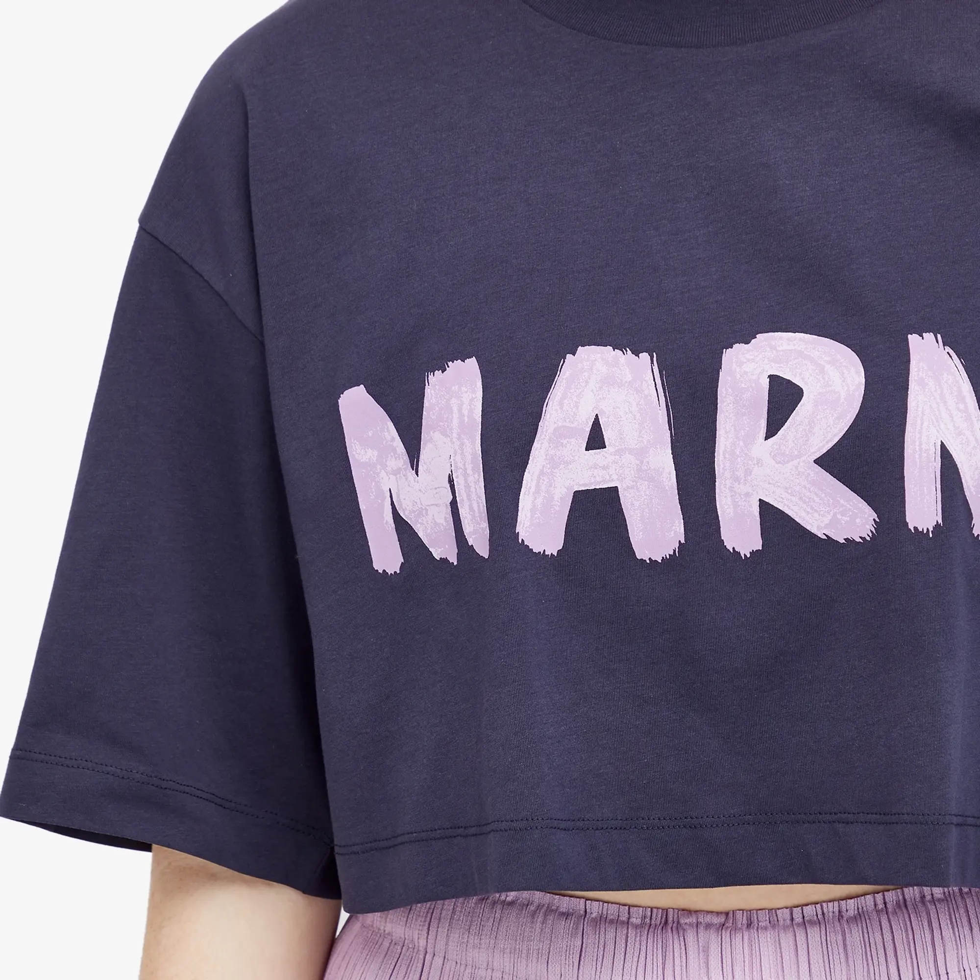 Marni Women's Cropped Logo T-Shirt Blueblack