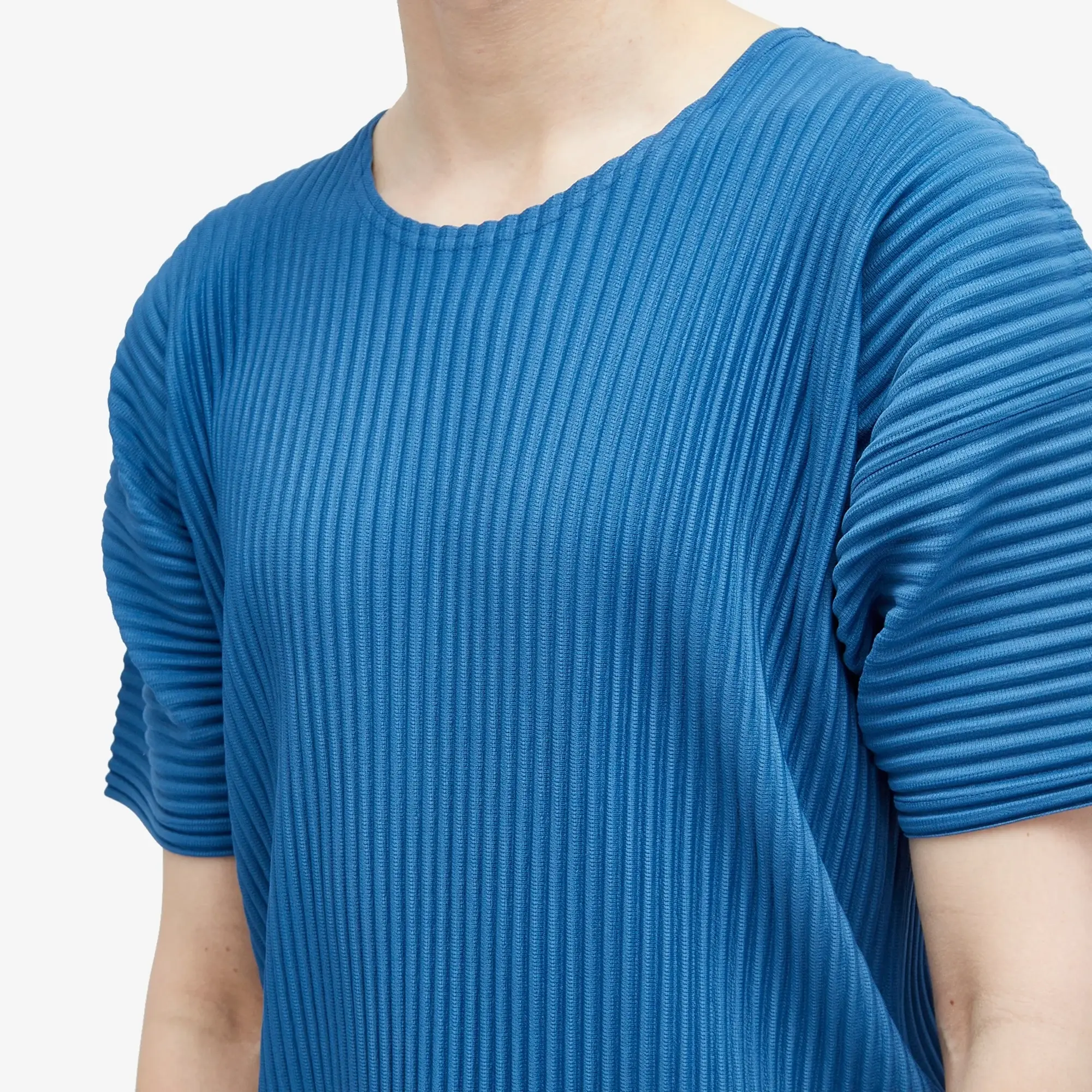 Homme Plissé Issey Miyake Men's Pleated T-Shirt Iron Blue