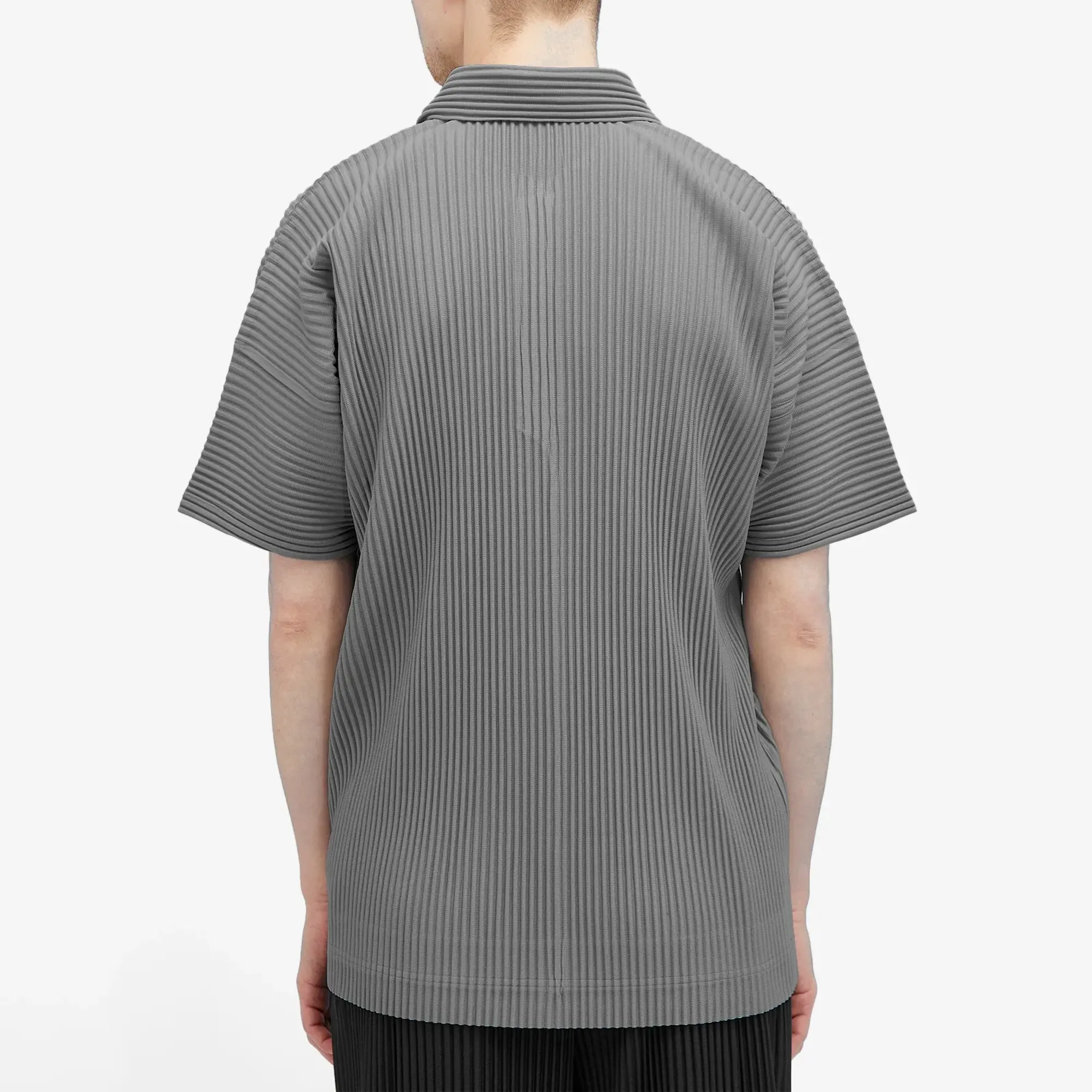 Homme Plissé Issey Miyake Men's Pleated Polo Warm Grey