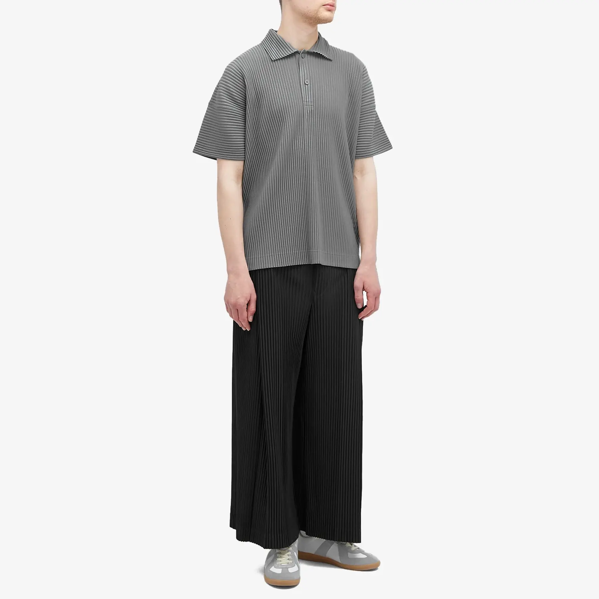 Homme Plissé Issey Miyake Men's Pleated Polo Warm Grey
