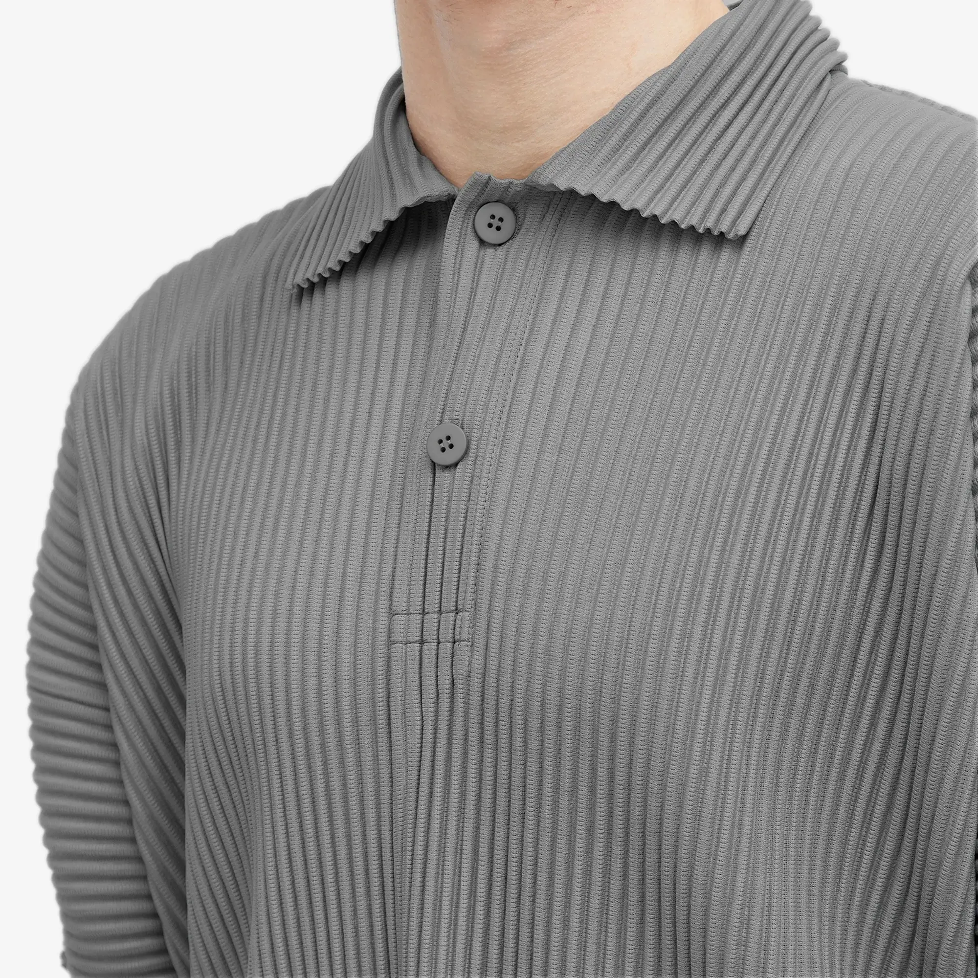 Homme Plissé Issey Miyake Men's Pleated Polo Warm Grey