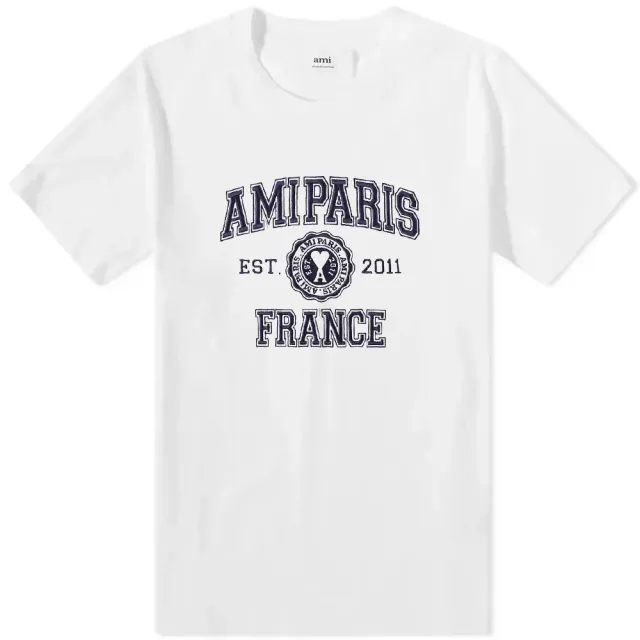 AMI Paris Men's Varsity Logo T-Shirt White | HTS008-726-100