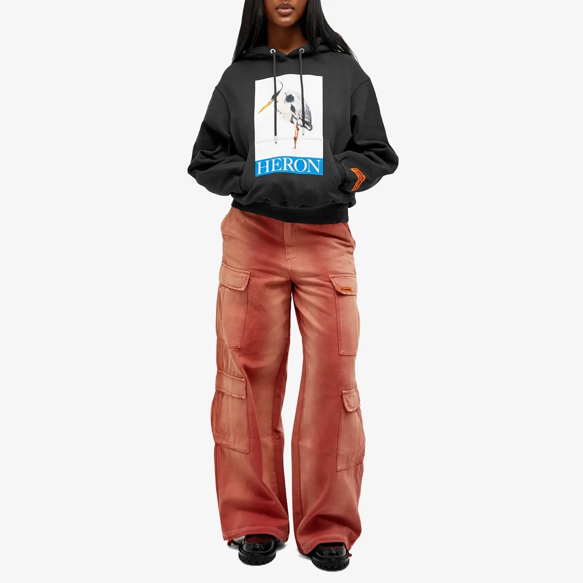 Heron Preston Women's Heron Bird Painted Hoodie Black/Blue