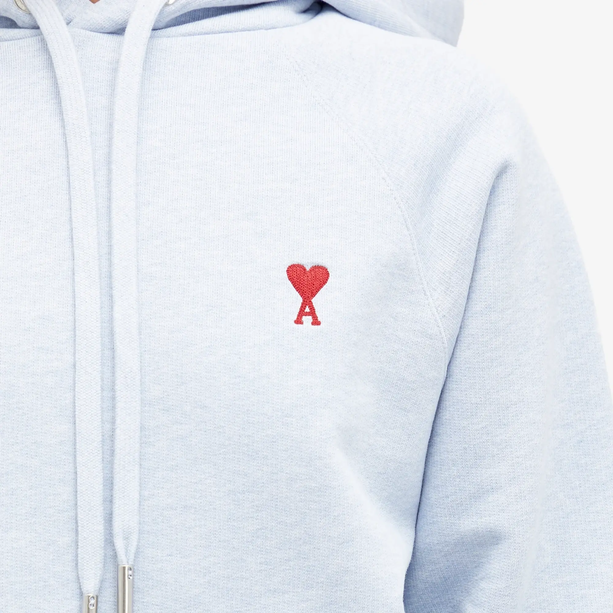 AMI Paris Women's Red Small Ami De Coeur Hoodie Heather Cashmere Blue