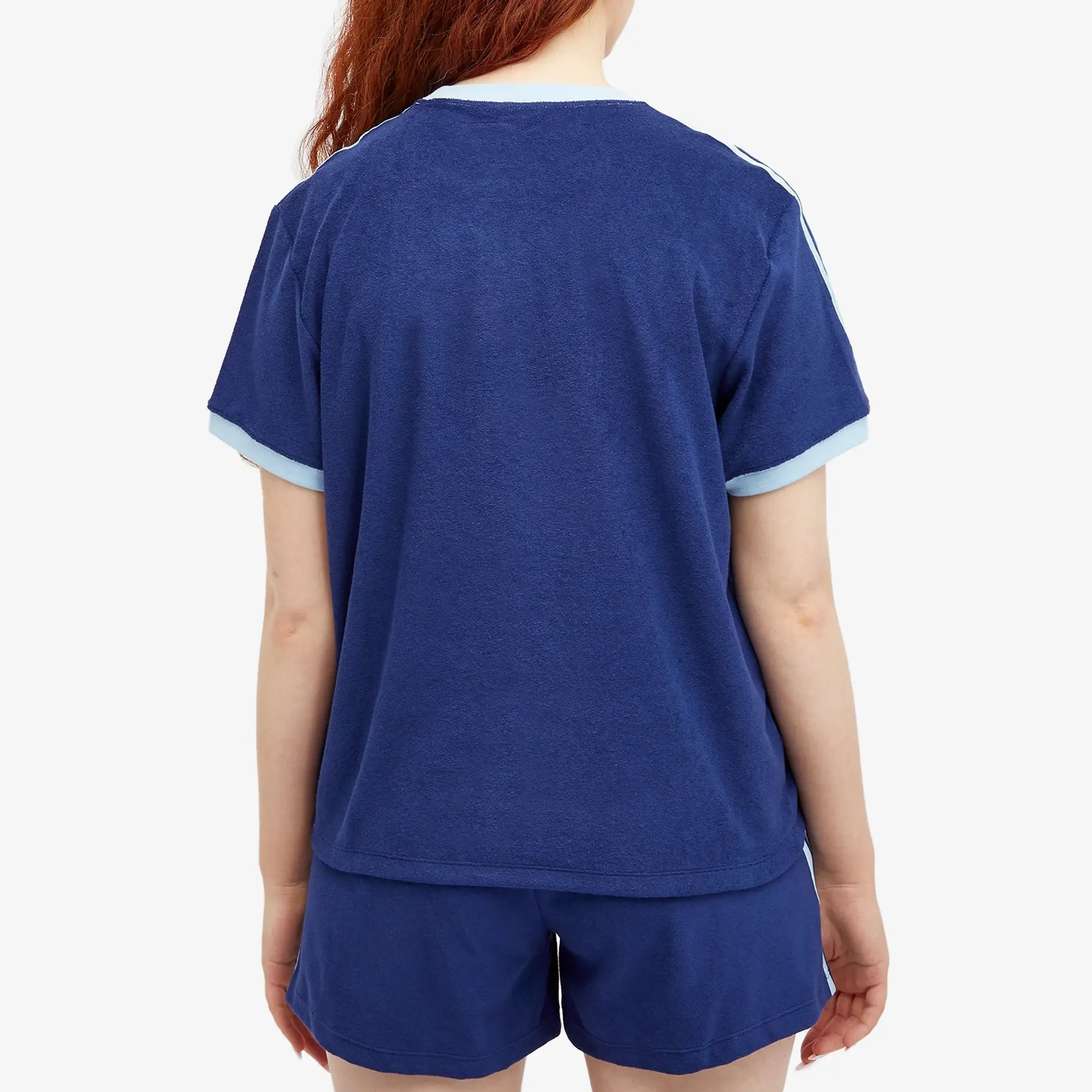 Adidas Originals Unisex 3 Stripe Terry Tee In Navy