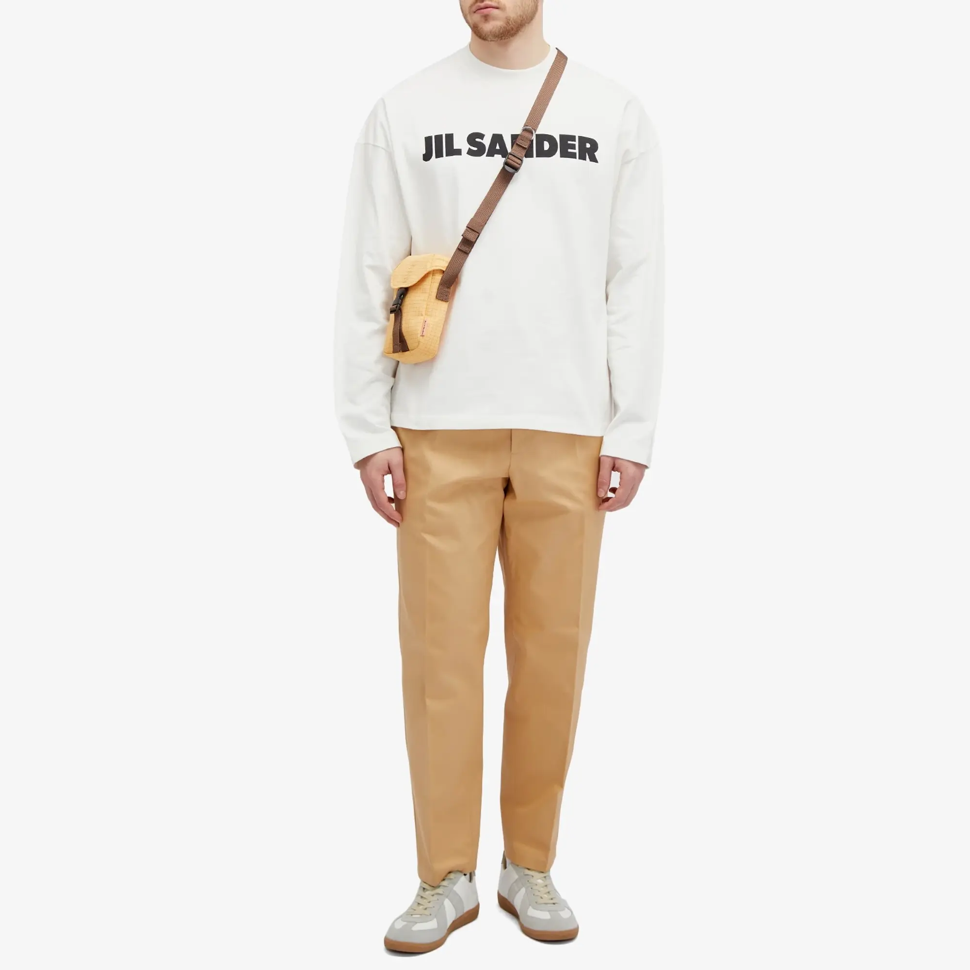 Jil Sander Men's Long Sleeve Logo T-Shirt Porcelain