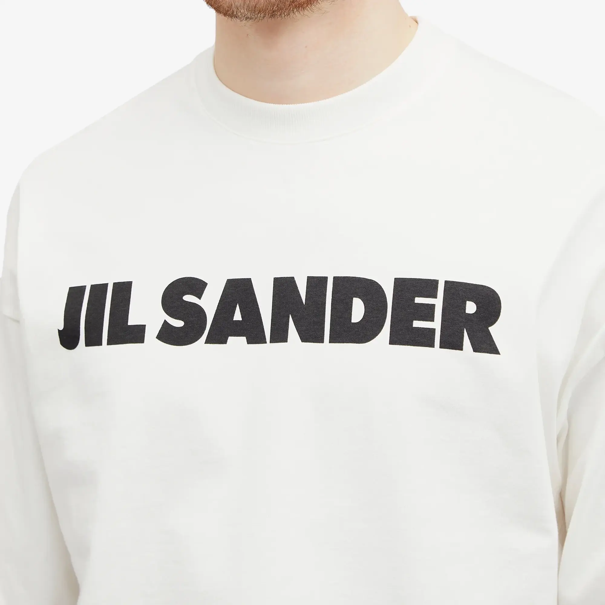 Jil Sander Men's Long Sleeve Logo T-Shirt Porcelain