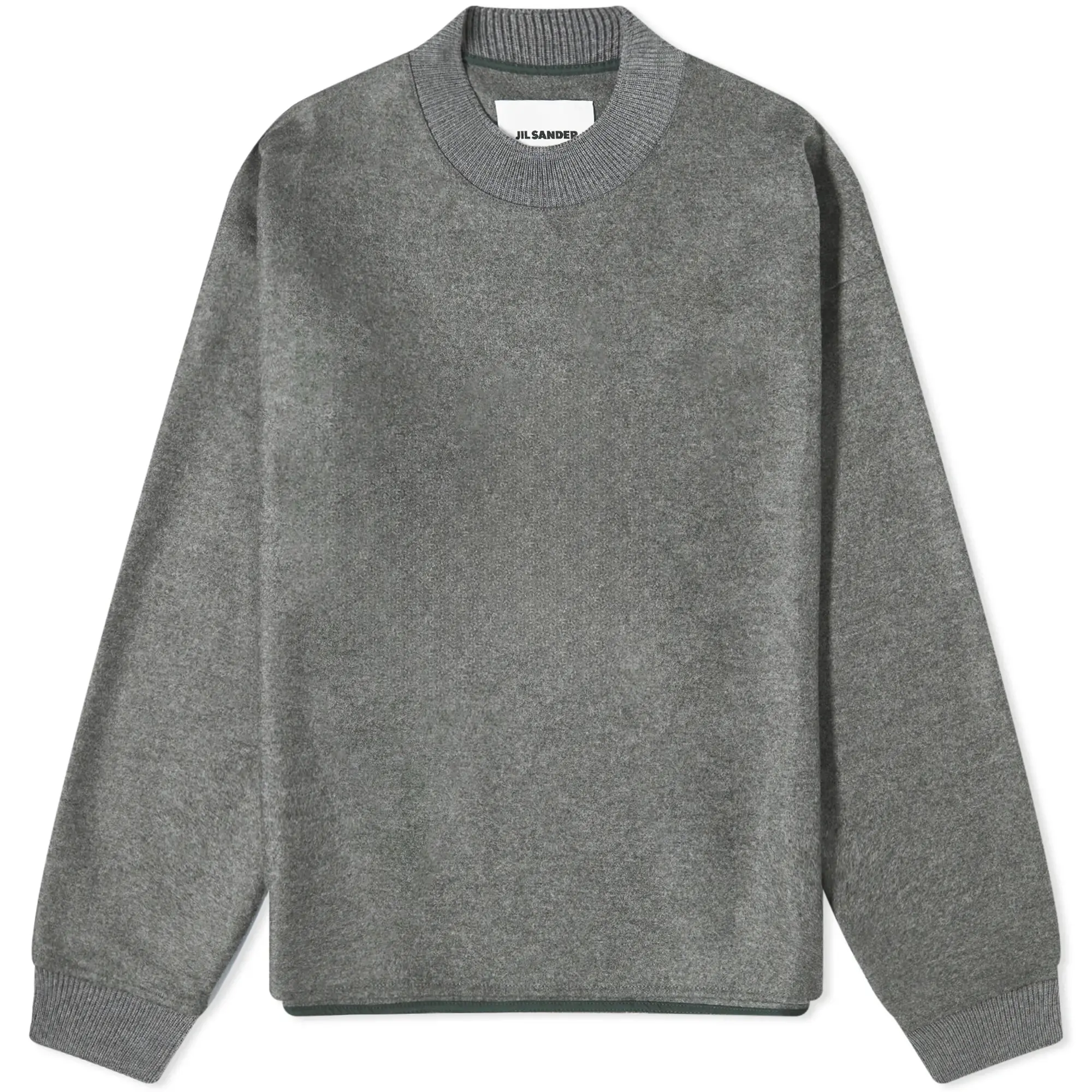 Jil Sander Men's Melton Wool Crew Sweat Ash Grey