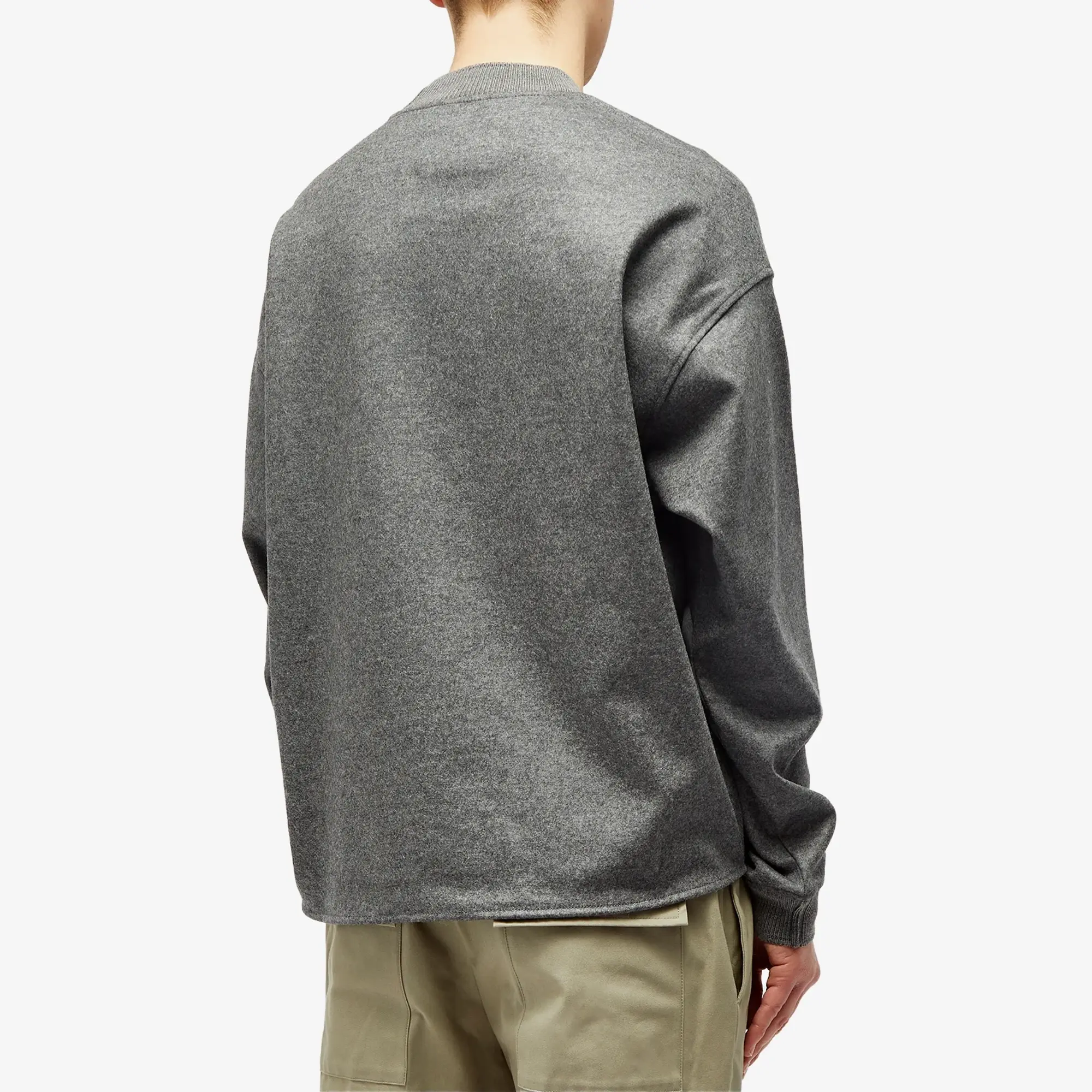 Jil Sander Men's Melton Wool Crew Sweat Ash Grey