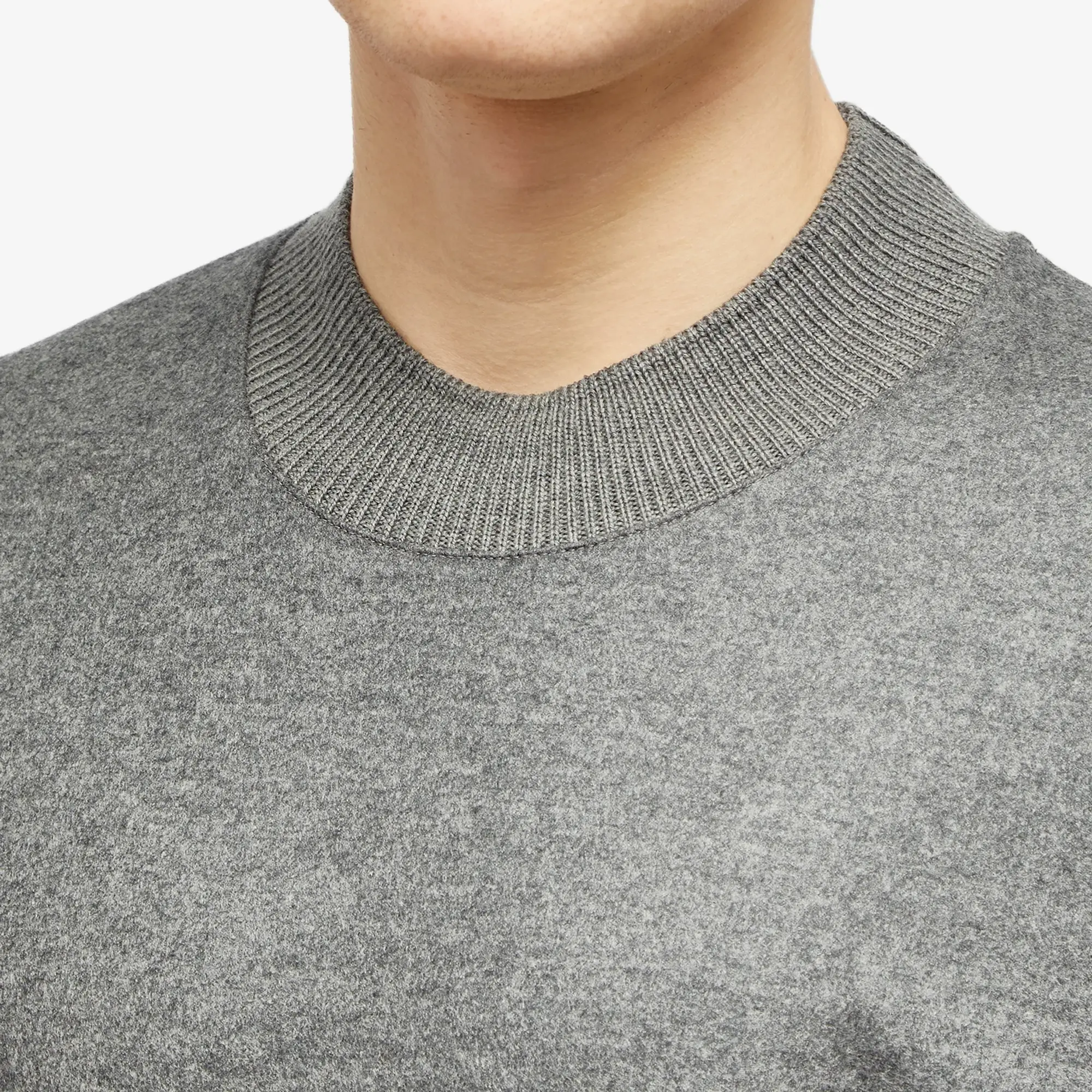 Jil Sander Men's Melton Wool Crew Sweat Ash Grey