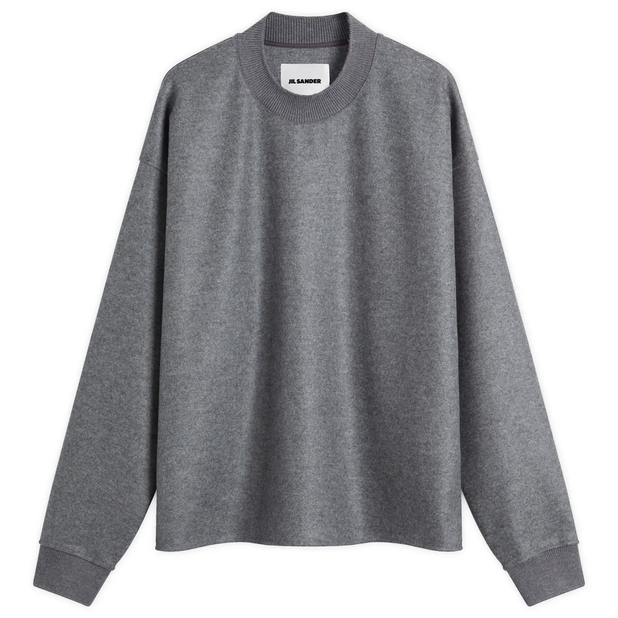 Jil Sander Men's Melton Wool Crew Sweat Ash Grey
