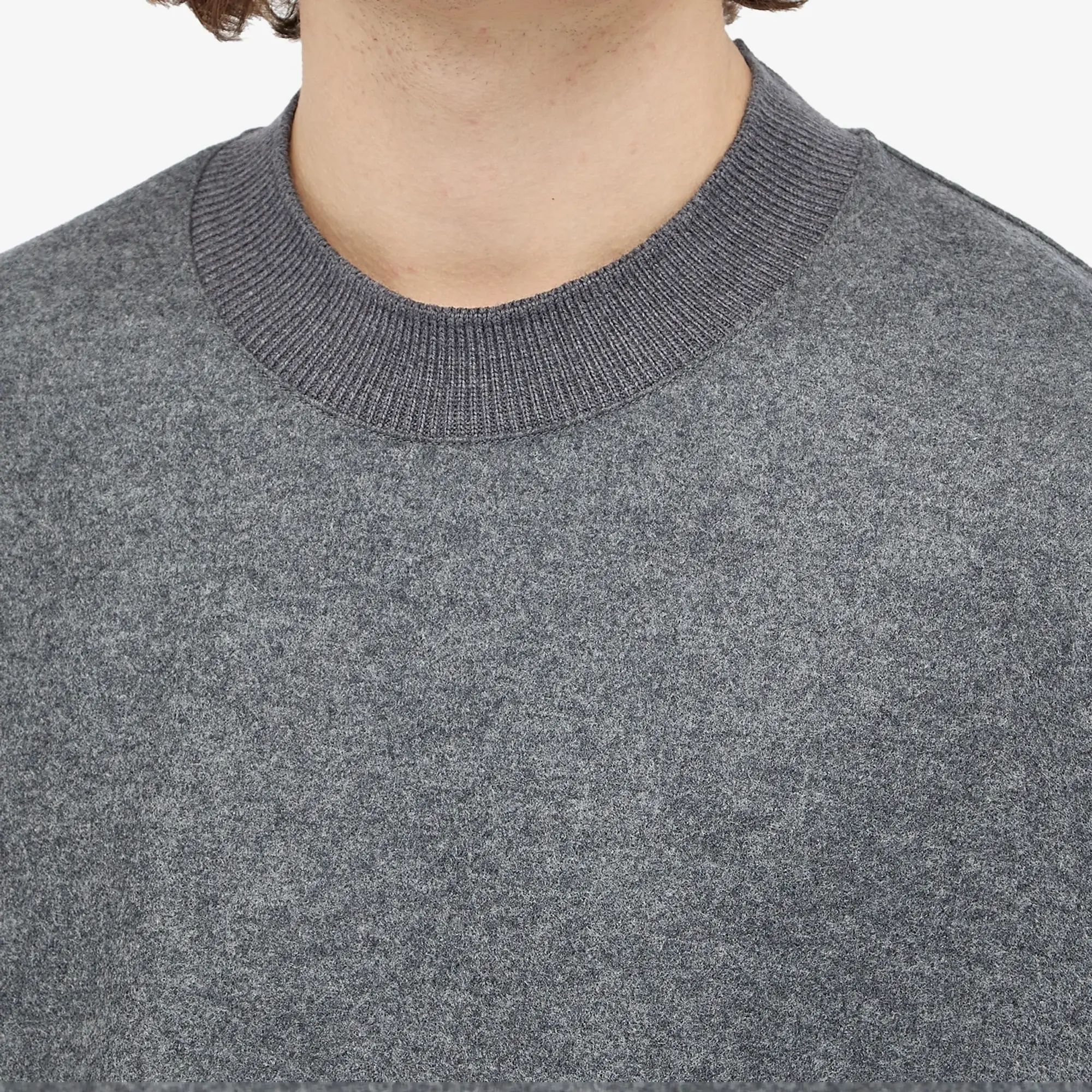 Jil Sander Men's Melton Wool Crew Sweat Ash Grey