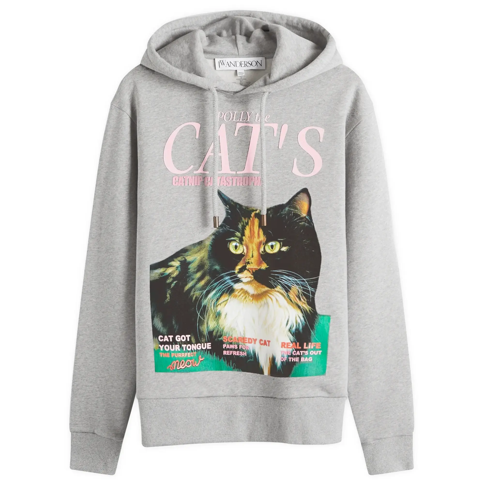 JW Anderson Women's Cat Print Hoodie Mid Grey Melange