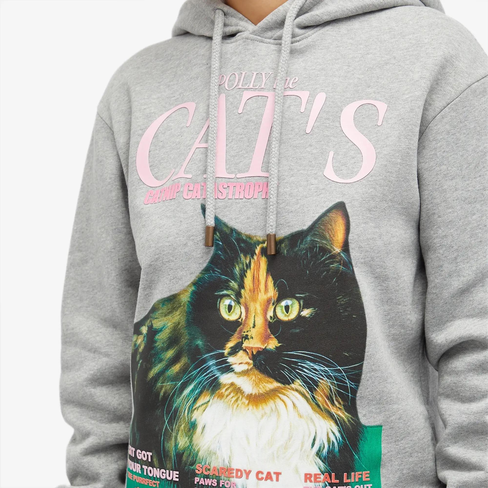 JW Anderson Women's Cat Print Hoodie Mid Grey Melange