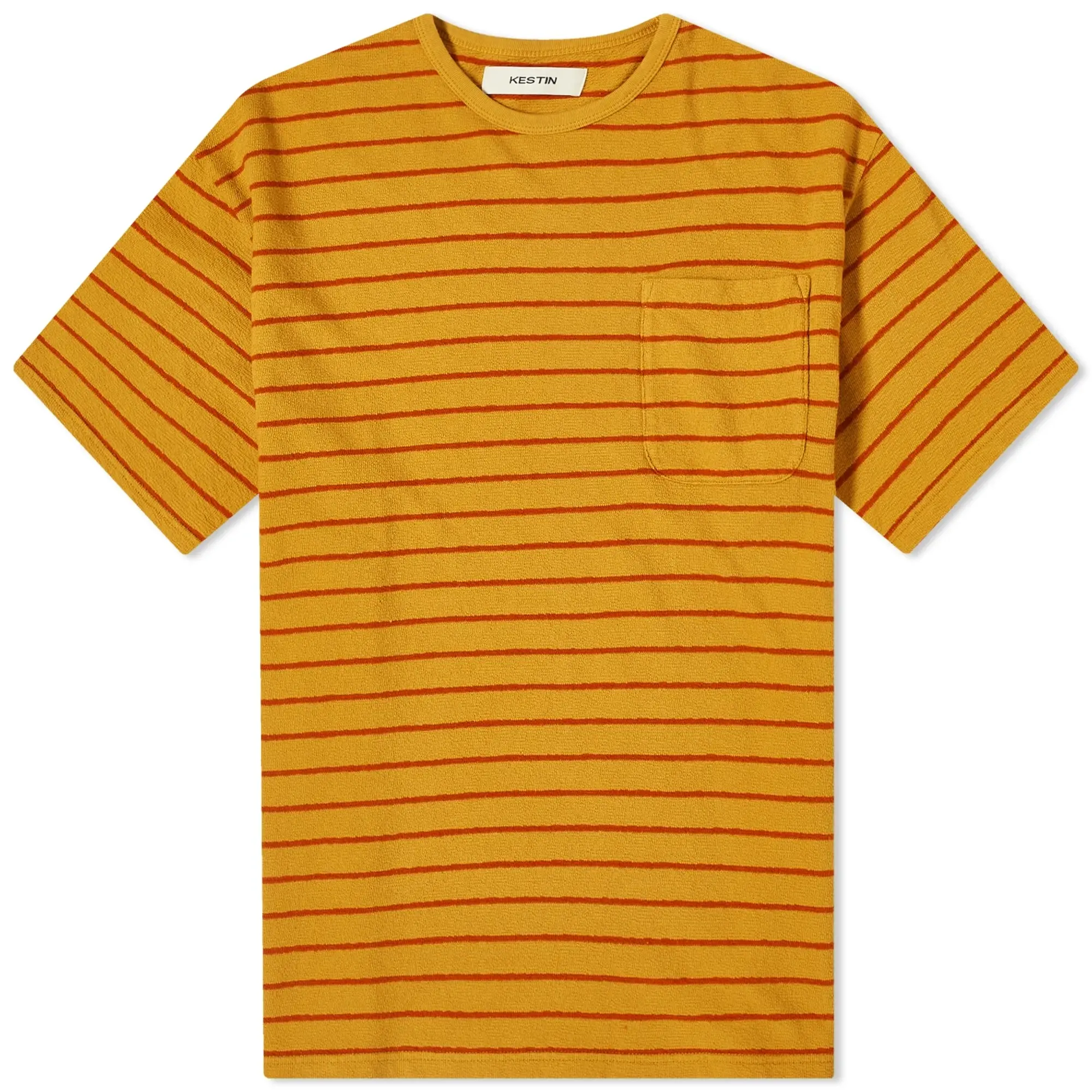 Kestin Men's Fly Pocket T-Shirt Ochre/Tangerine Stripe