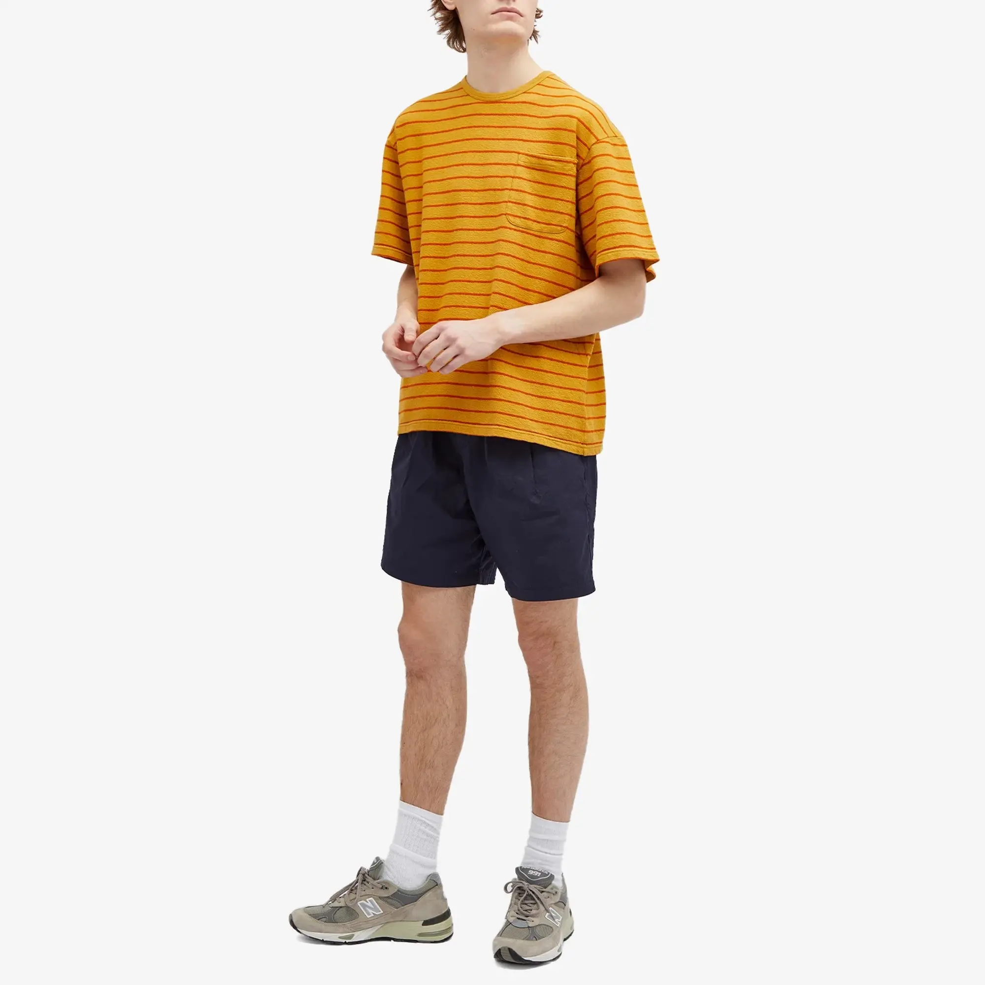 Kestin Men's Fly Pocket T-Shirt Ochre/Tangerine Stripe