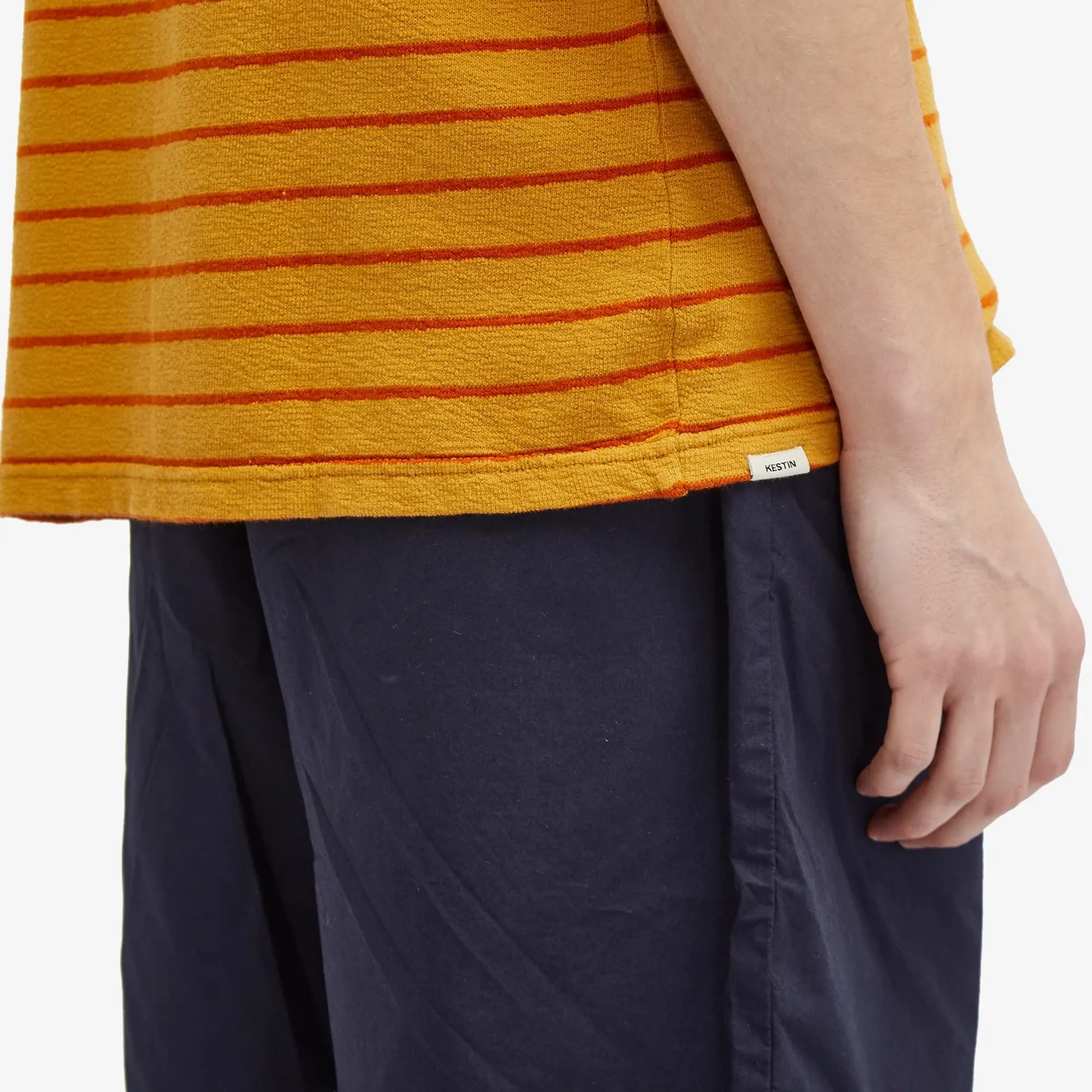 Kestin Men's Fly Pocket T-Shirt Ochre/Tangerine Stripe