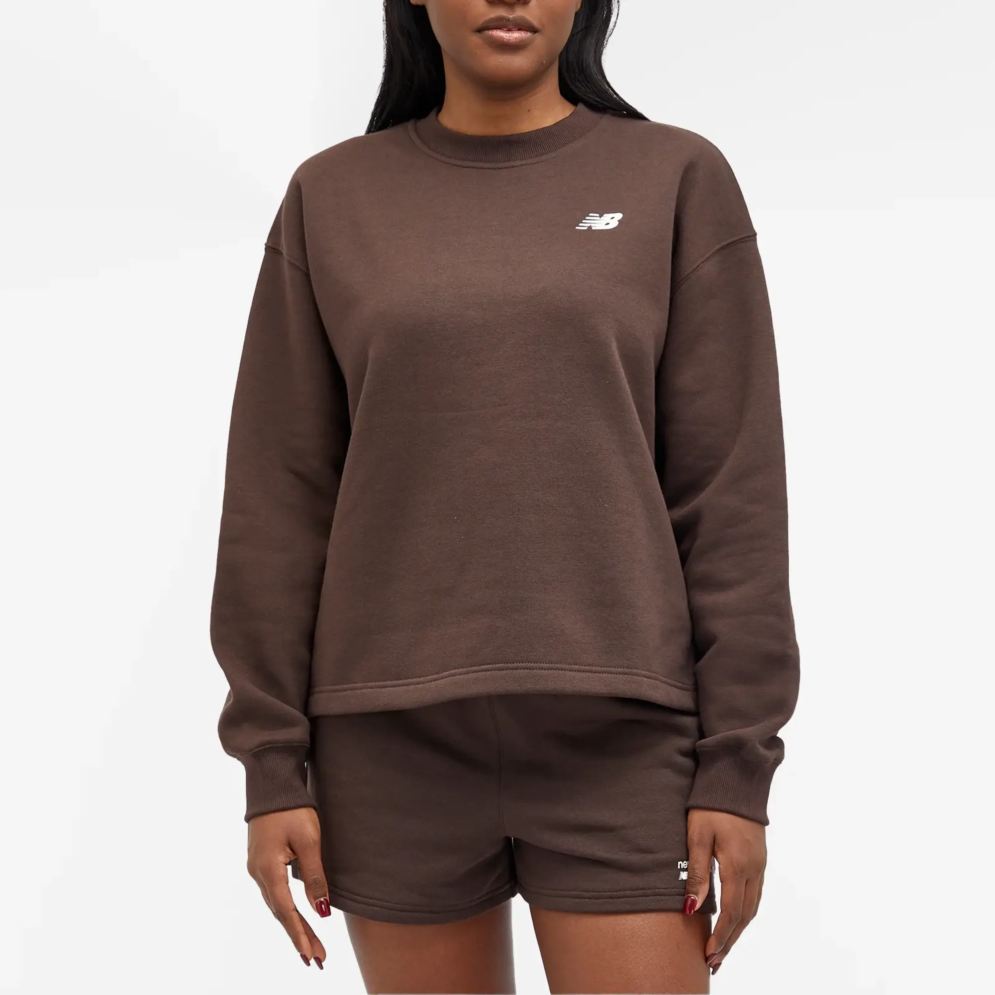 New Balance Linear Heritage Brushed Back Fleece Crewneck Women Sweatshirts Grey