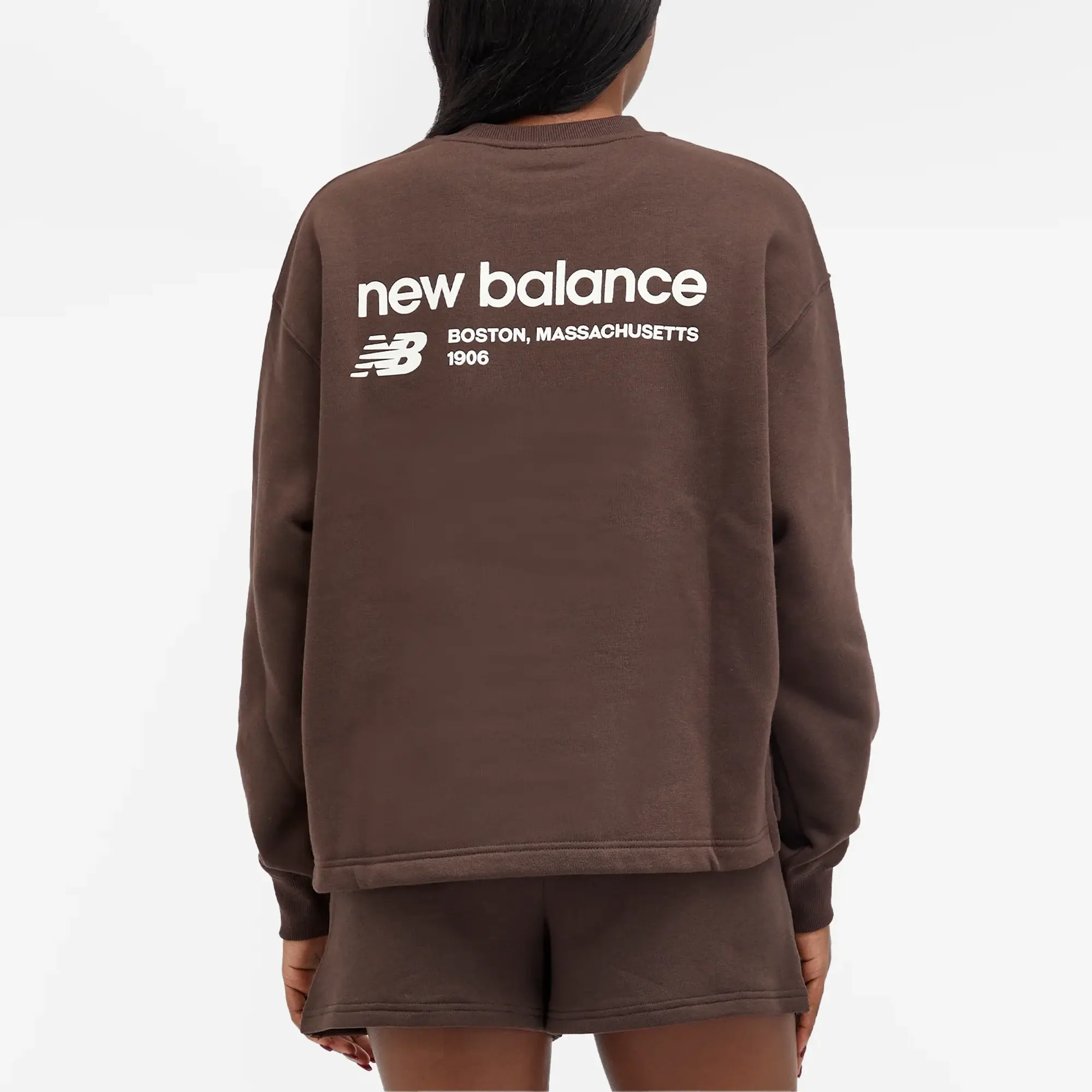 New Balance Linear Heritage Brushed Back Fleece Crewneck Women Sweatshirts Grey