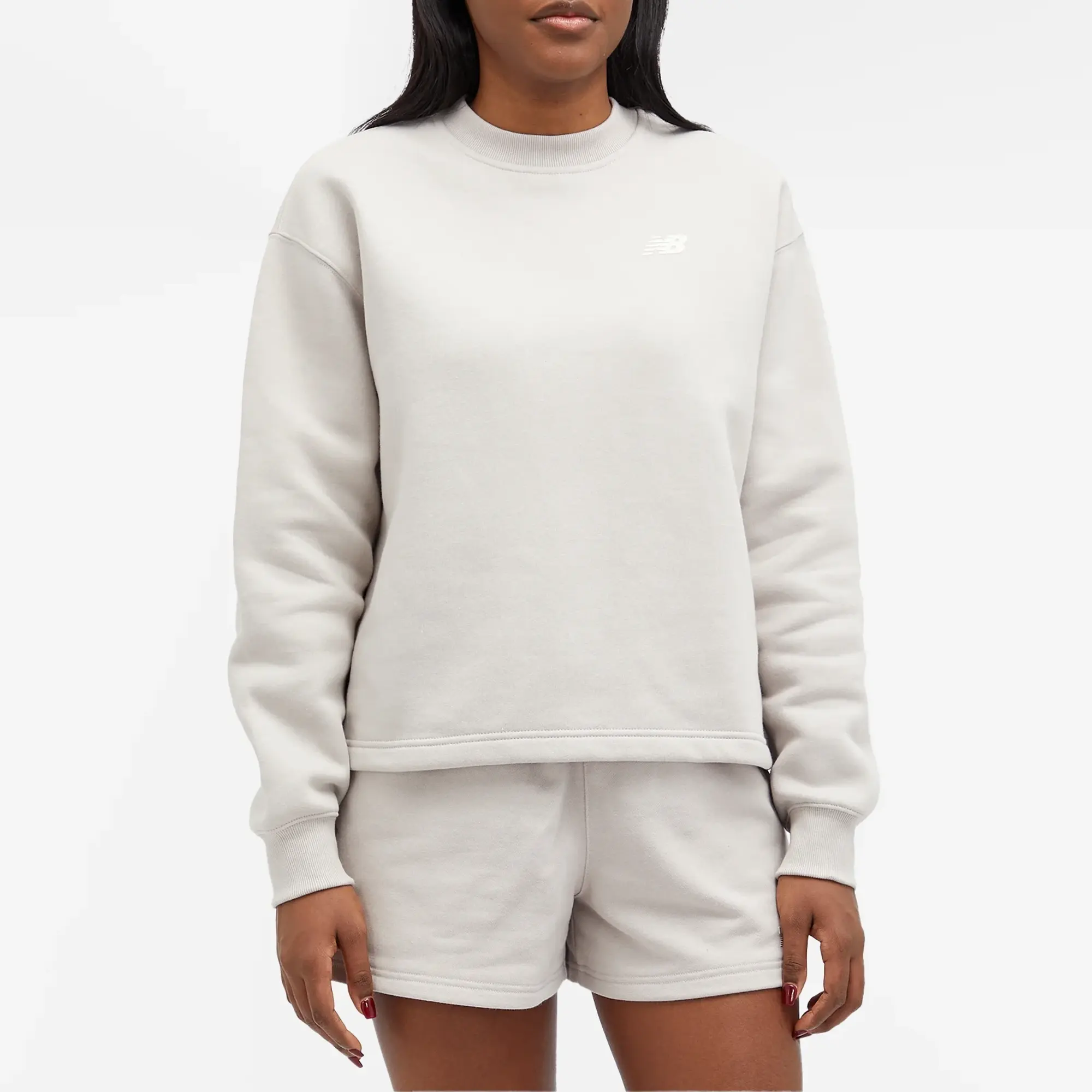 New Balance Linear Heritage Brushed Back Fleece Crewneck Women Sweatshirts Grey