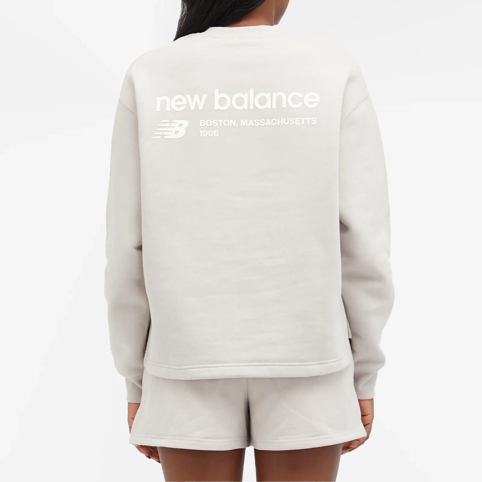 New Balance Linear Heritage Brushed Back Fleece Crewneck Women Sweatshirts Grey