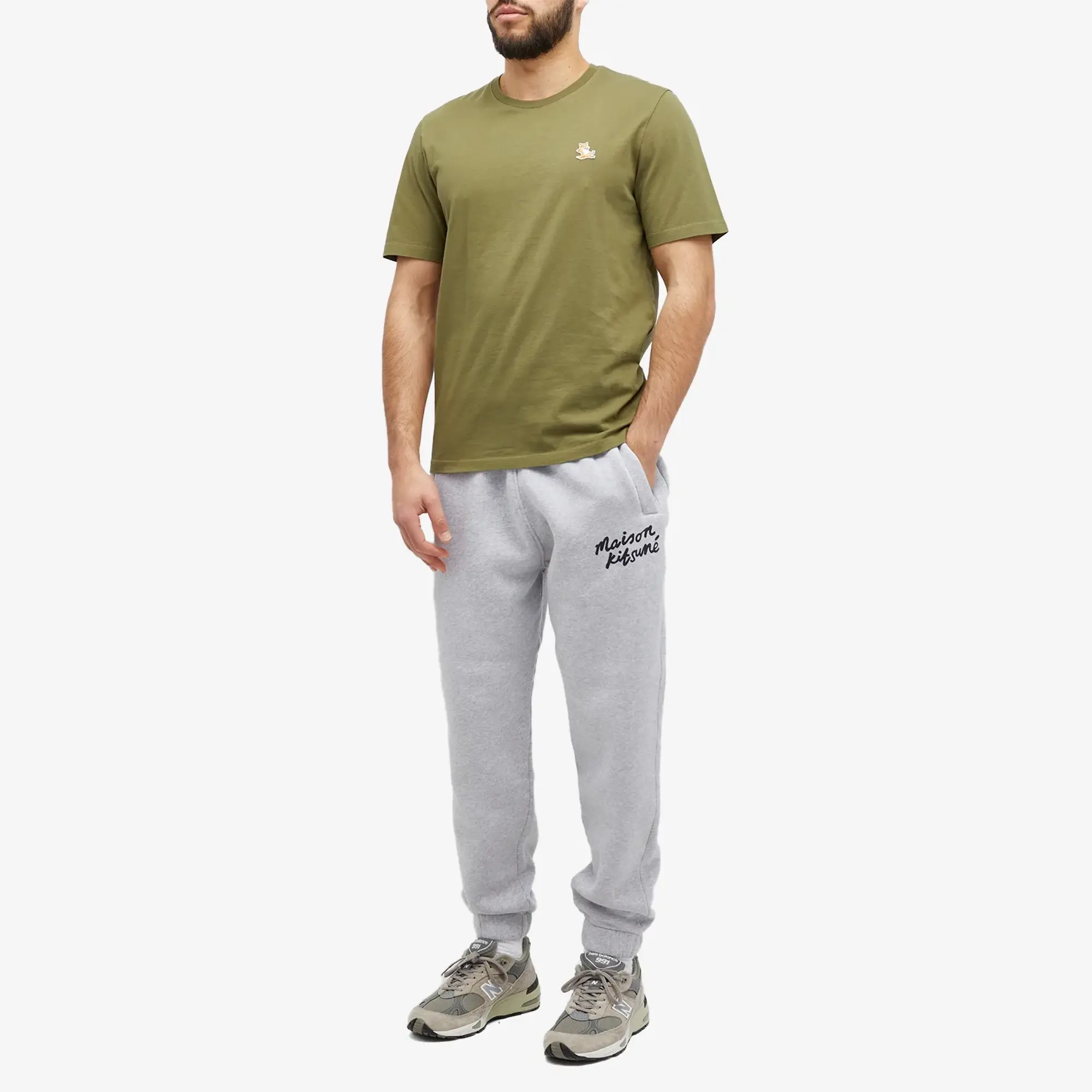 Maison Kitsuné Maison Kitsune Chillax Fox Patch T-Shirt (Military Green - Xl) - Size XL
