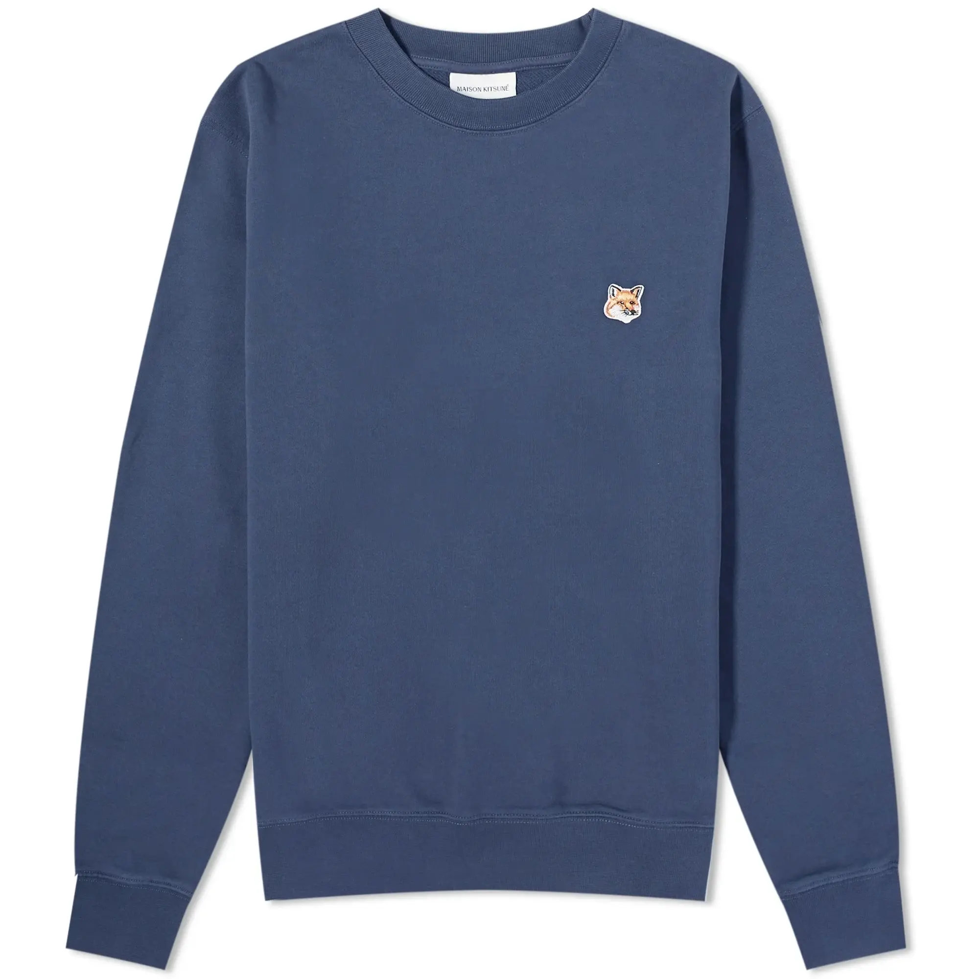 Maison Kitsuné Maison Kitsune Fox Head Patch Crew Sweat Ink Blue