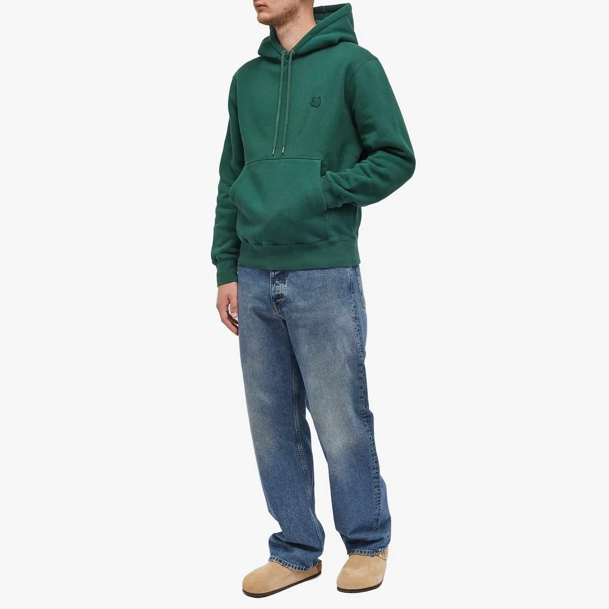 Maison Kitsuné Maison Kitsune Tonal Fox Head Patch Comfort Hoodie Bottle Green