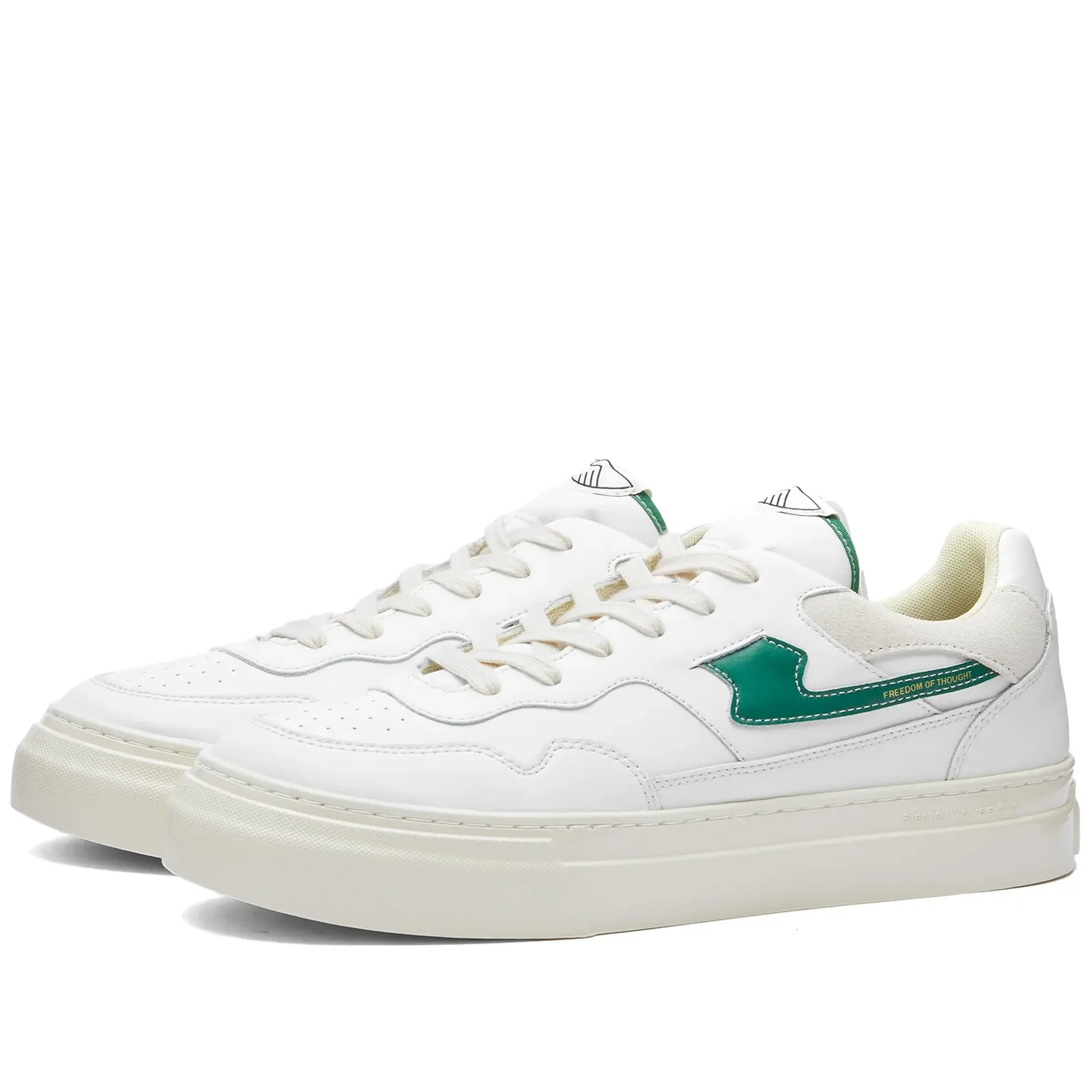 Stepney Workers Club Men's Pearl S-Strike Leather Sneaker White/Green