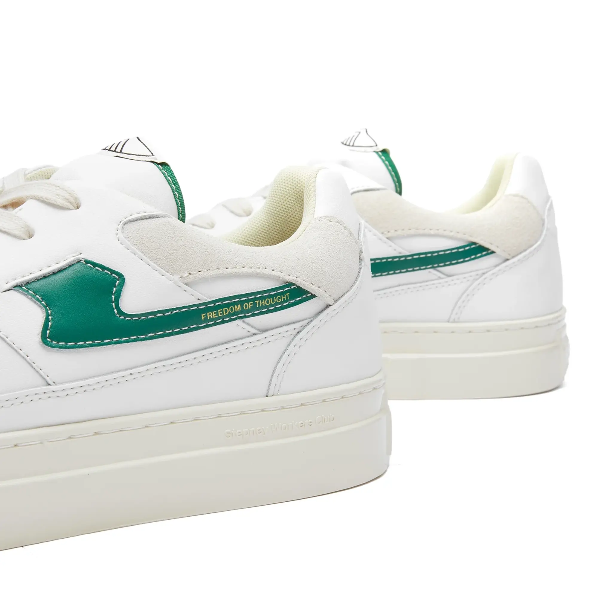 Stepney Workers Club Men's Pearl S-Strike Leather Sneaker White/Green