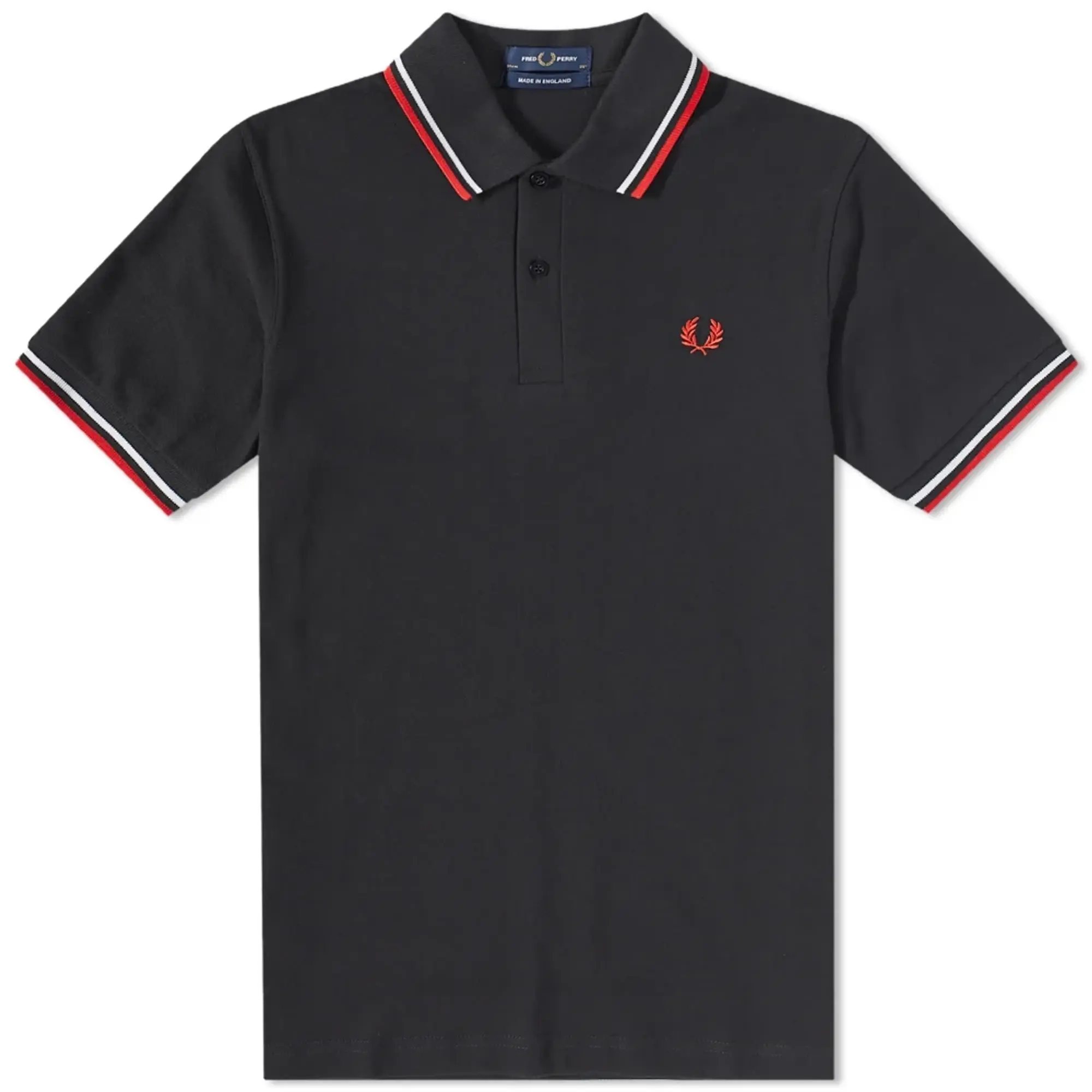 Fred Perry Men s Original Twin Tipped Polo Black White Red M12 186 FOOTY.COM