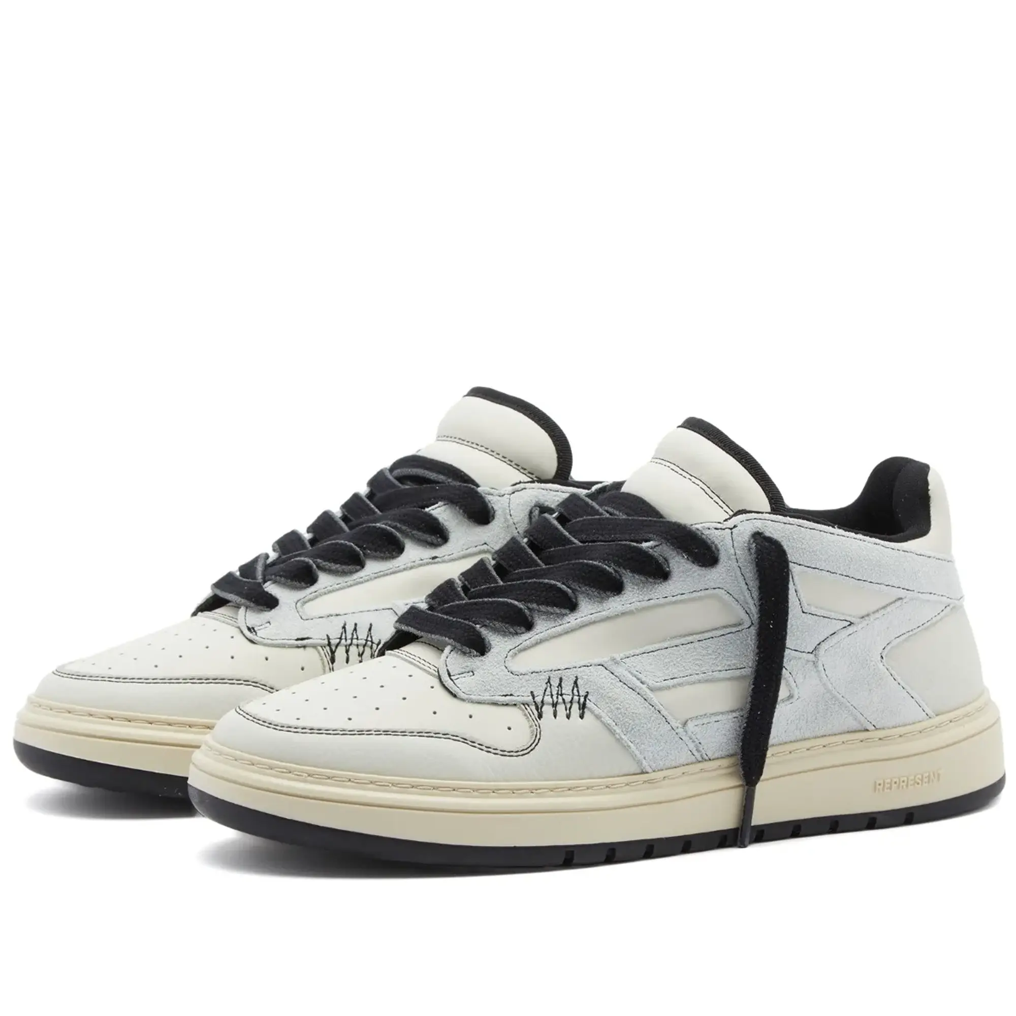 Represent Men's Reptor Leather Sneaker Vintage White/Black