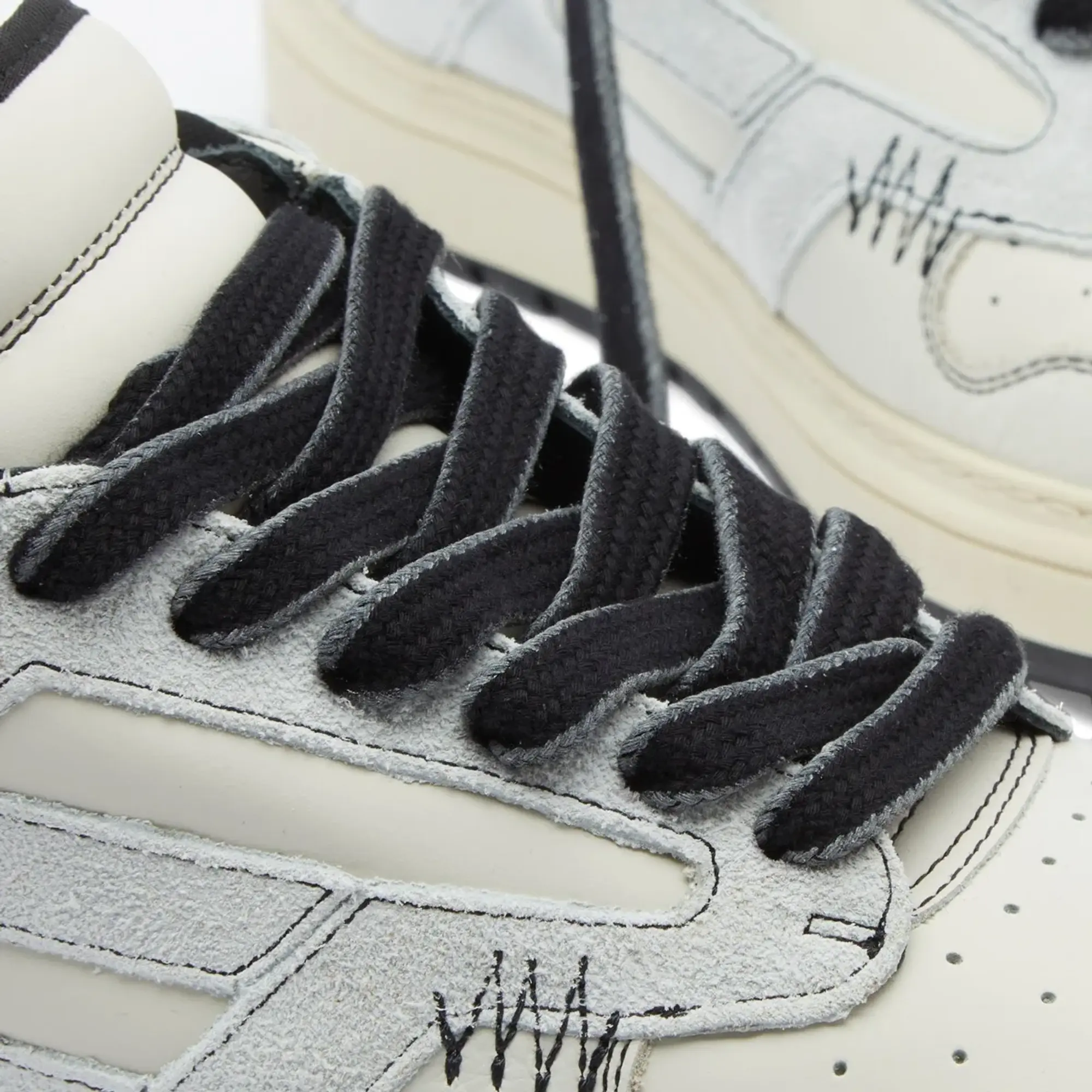 Represent Men's Reptor Leather Sneaker Vintage White/Black
