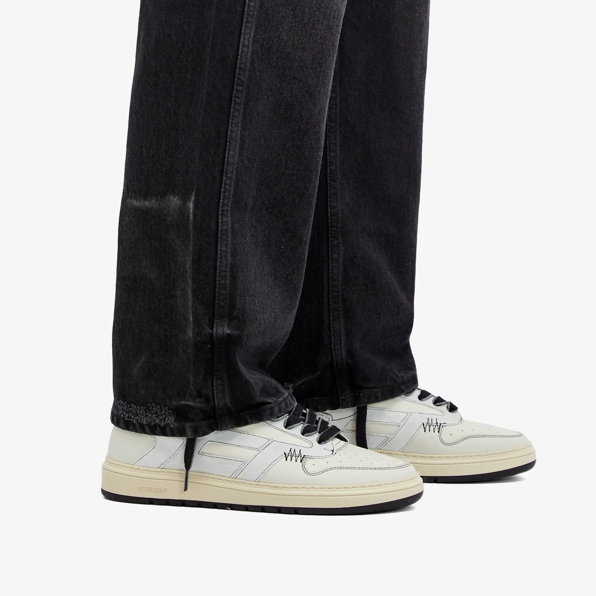 Represent Men's Reptor Leather Sneaker Vintage White/Black
